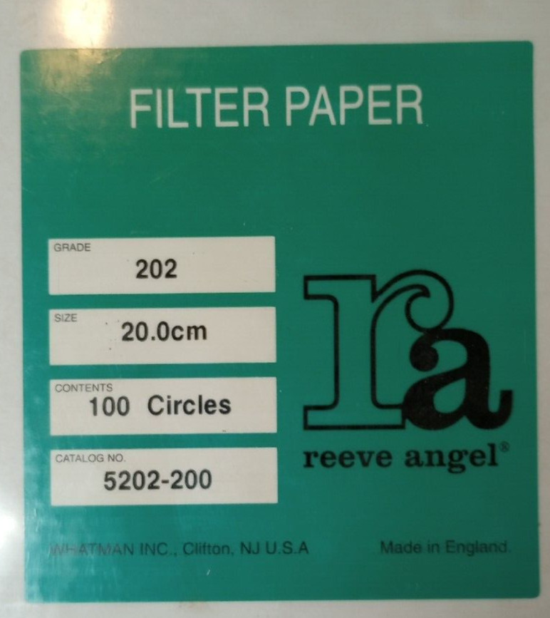 NEW 100 pc 20.0cm Reeve Angel Filter Paper Grade 202 Model# 5202-200