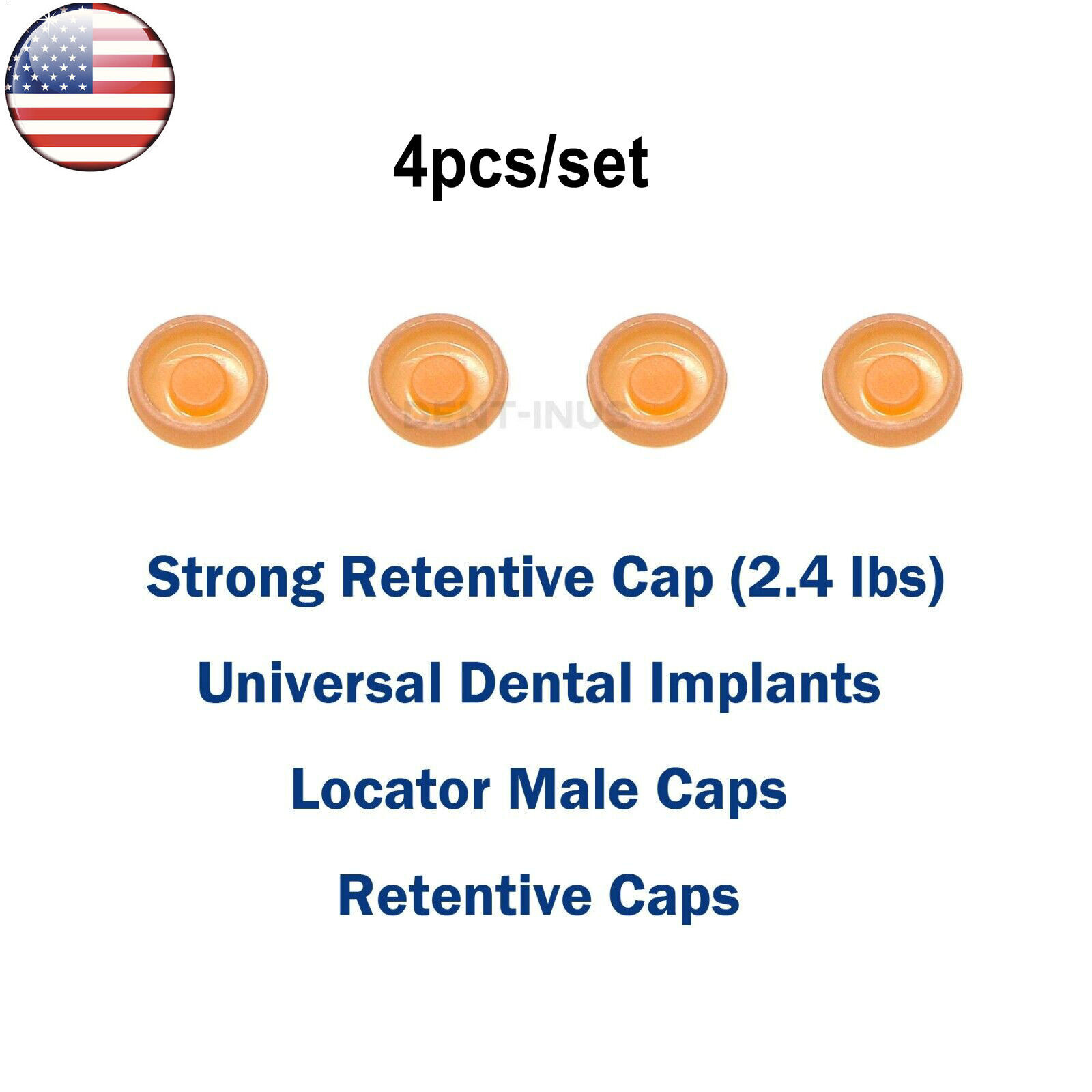 US Overdenture Abutment Removable Male Caps Retentive Cap 2.4 lbs 4pcs/set