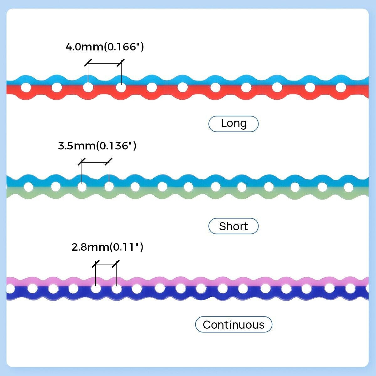 Dental Ultra Elastics Rubber Band Power Chain Double Color Long/Short/Continuous