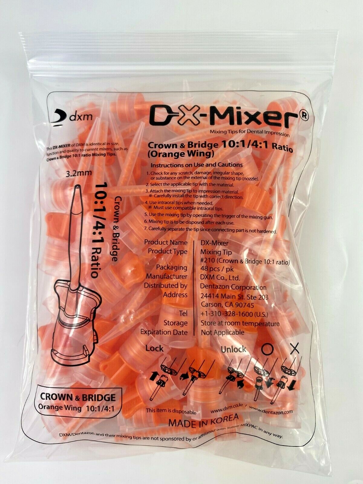 Orange Mixing Tips Crown & Bridge Dental HP 10:1/4:1 ratio DX-Mixer ®48pcs