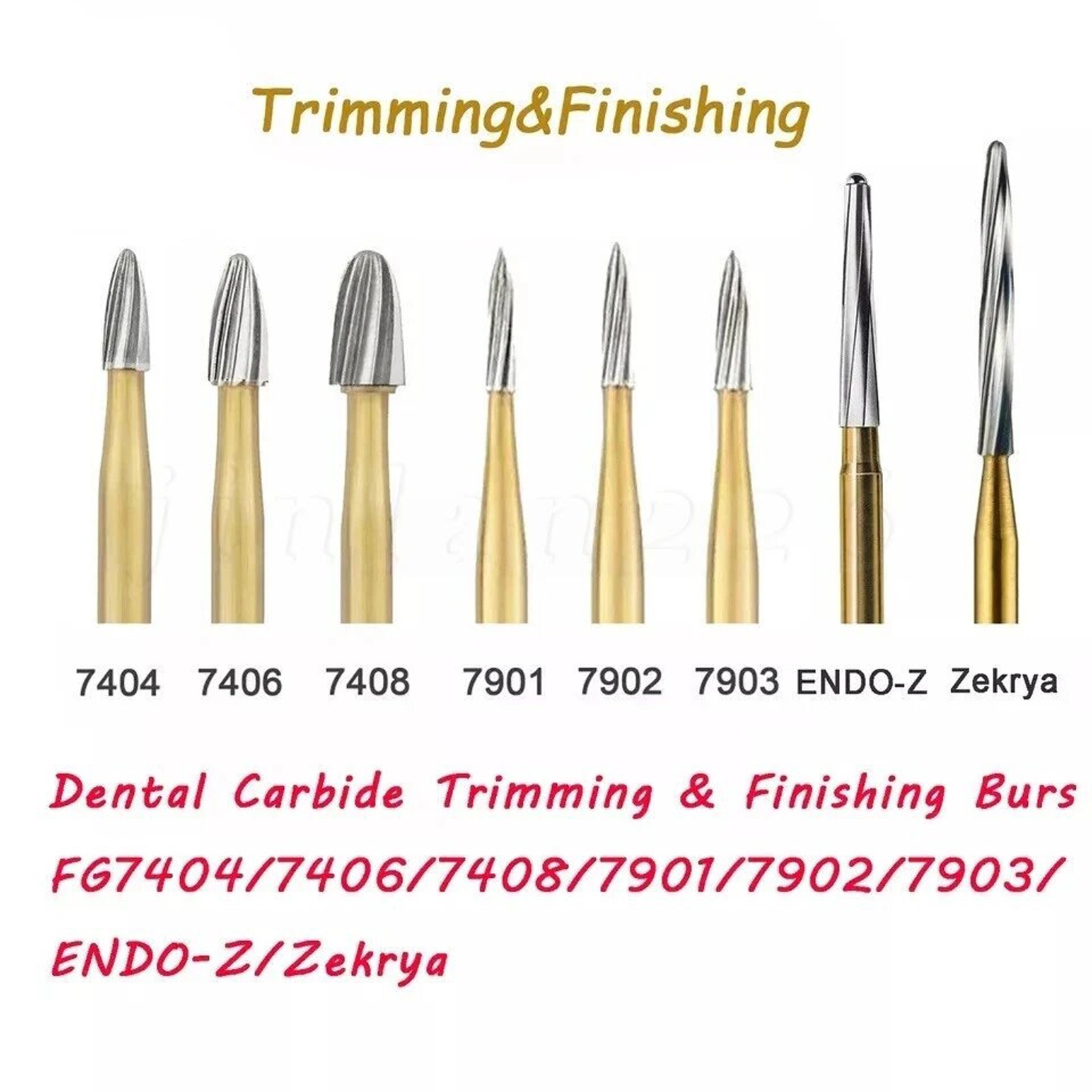 10 Pcs Dental Carbide Trimming & Finishing Burs FG7404/7406/7408/7901/7902/7903