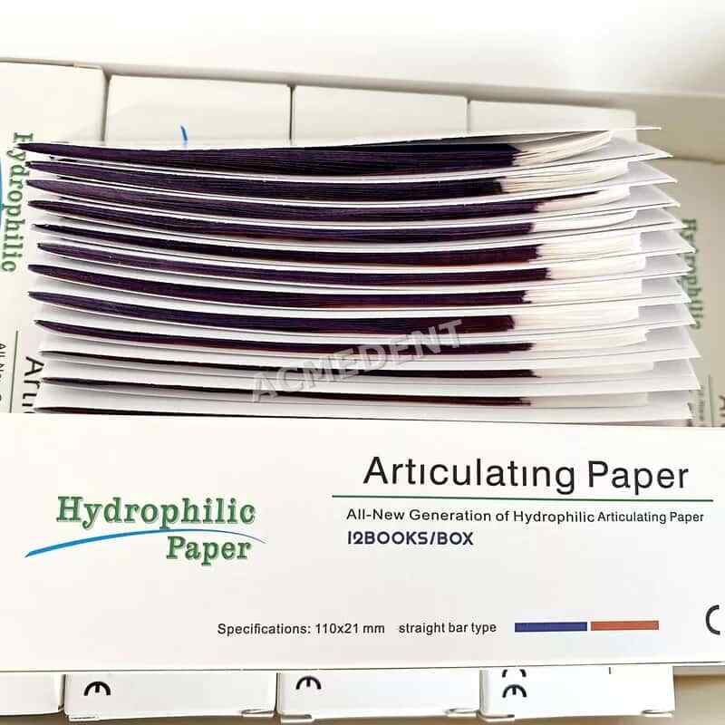 144sheets/Box Dental Articulating Paper Occlusal Record Hydrophilic Bar Blue Red