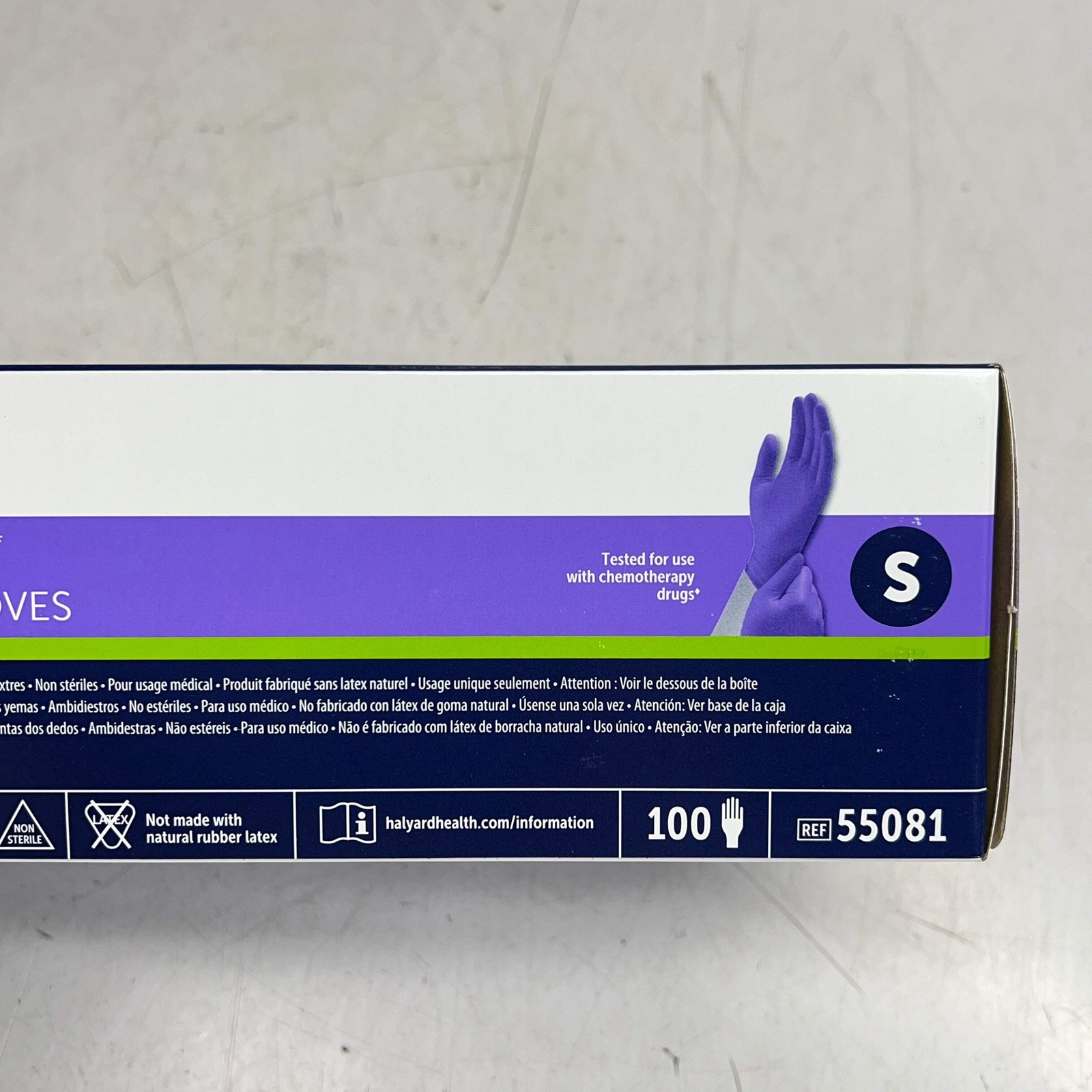 HALYARD (2 PACK, 100 EACH) Nitrile Exam Gloves Textured Fingertips Sz S 55081