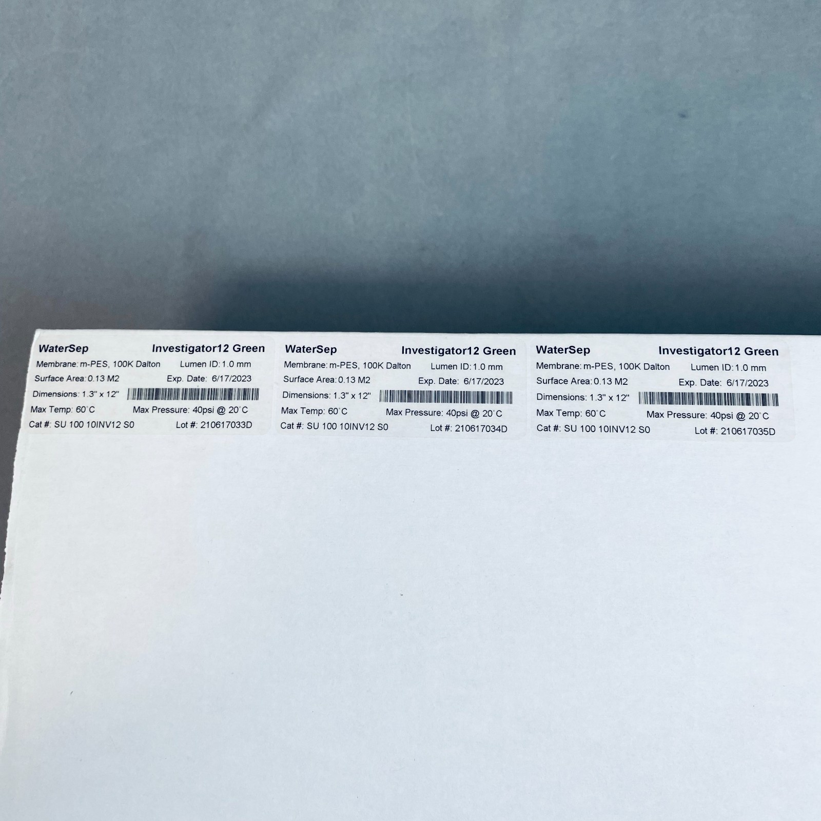 Sartorius WaterSep Investigator12 Green Hollow Fiber Filter 100 kDa Pack of 3