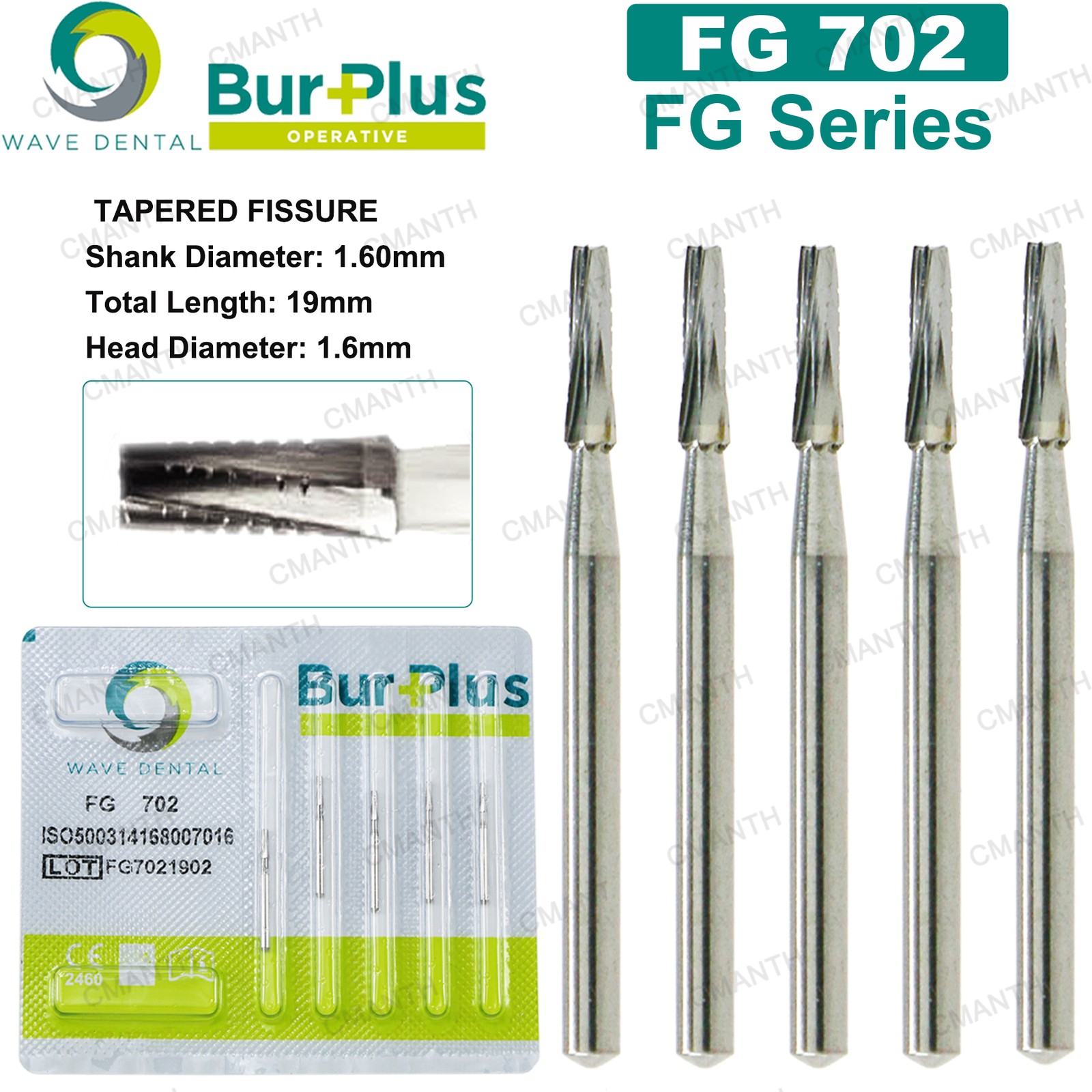Dental Diamond Burs WAVE Tungsten Steel Carbide Burs FG for High Speed Handpiece