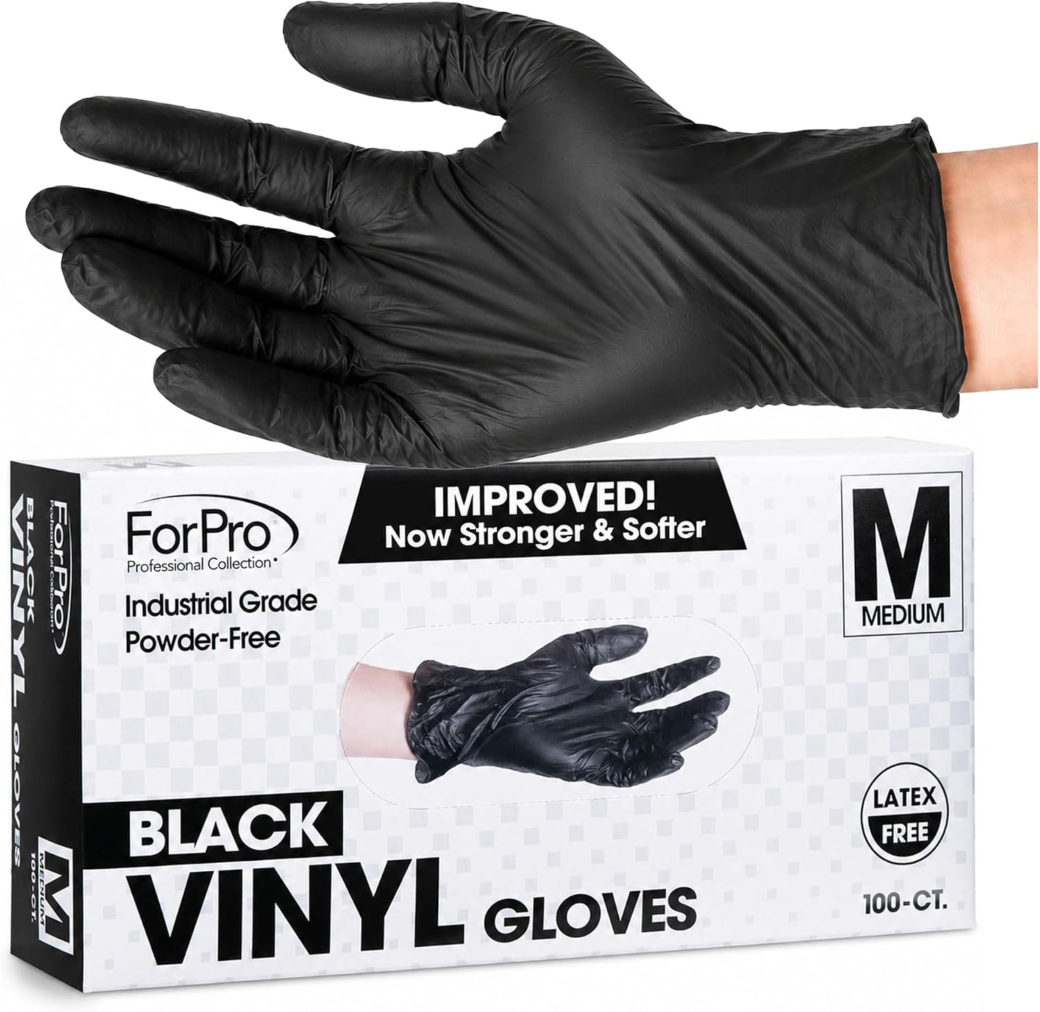 ForPro Disposable Vinyl Gloves, Industrial Grade, Powder & Latex Free, Non-Steri