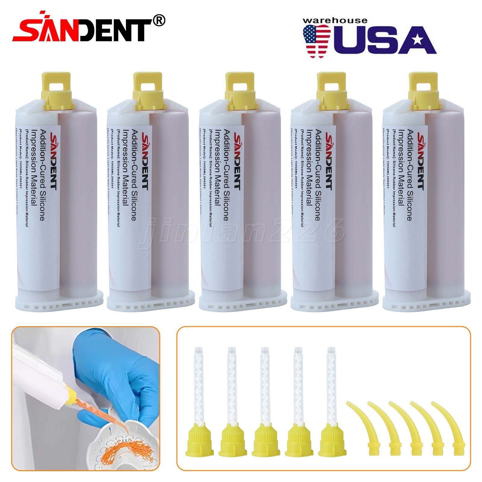 SANDENT Light/Heavy/Medium & Fast Set VPS Impression Material 50mL+Tip