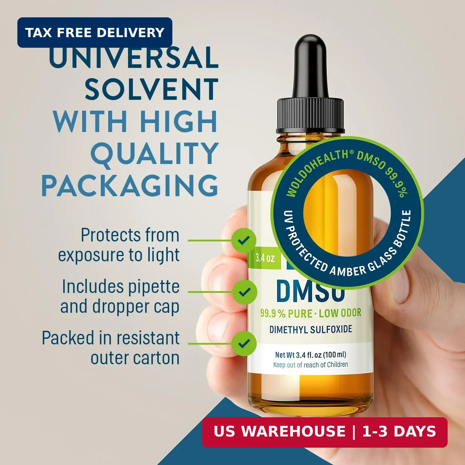 DMSO 99.9% Pharmaceutical Grade Liquid – 3.38 fl. oz | Pure Dimethyl Sulfoxide D