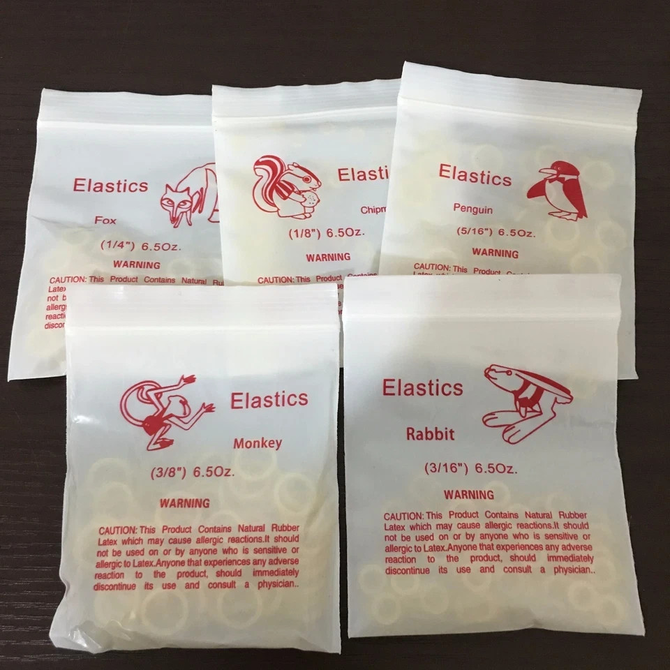 Dental Orthodontic Rubber Bands Elastics Latex Braces 15 Sizes 3.5 4.5 6.0 OZ