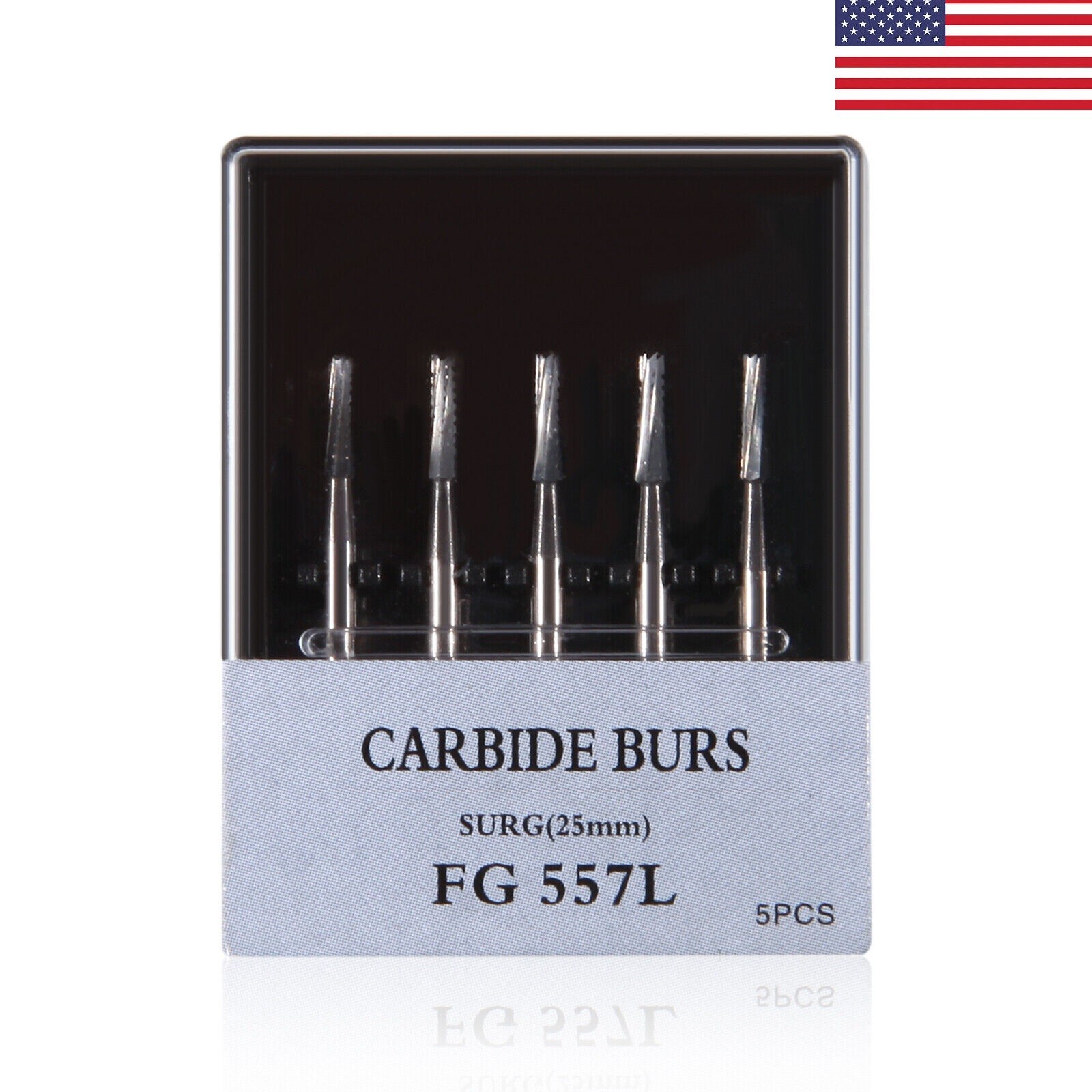 5 boxes Carbide Surgical Burs FG 557L SURG 25mm Bur for High Dental Handpiece US