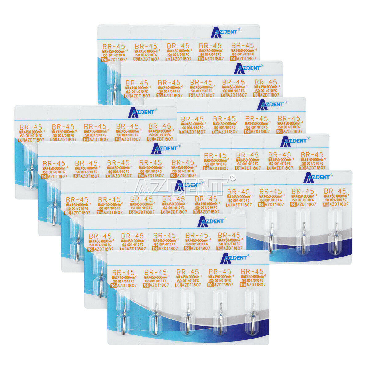 50PCS AZDENT Dental Diamond Burs Drill FG For High Speed Handpiece 5pcs/box