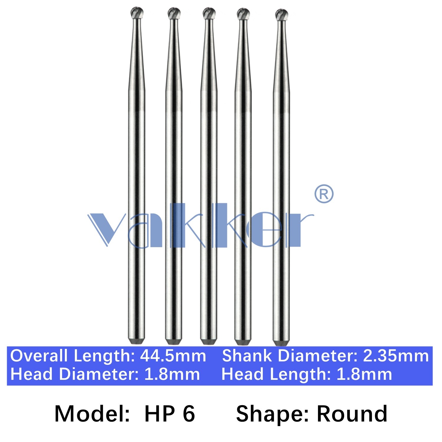 Vakker Dental HP 1 2 4 6 8 37 Carbide Burs For Straight Handpiece 2.35mm 5pc/pk