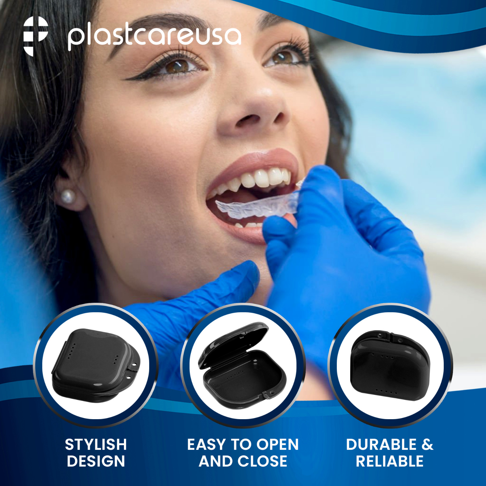 12 Black Retainer Cases w/ Vent Holes – UV Cleaner Case, Mouth Guard Aligners