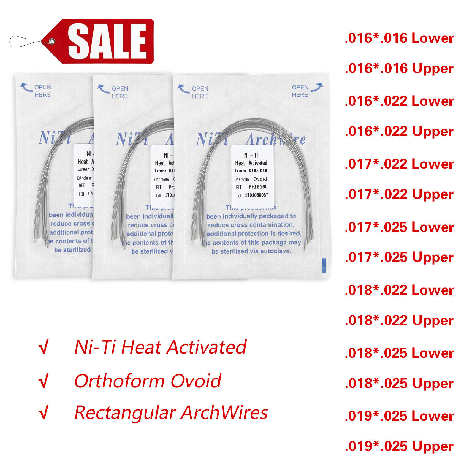 SKYSEA Dental Orthodontic Heat Thermal Activated Niti Rectangular Arch Wires FDA