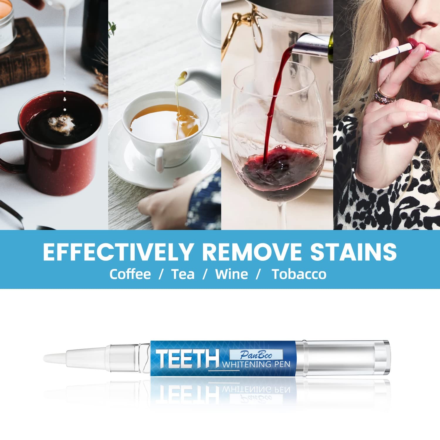 Teeth Whitening Pen 4+1(5 Pack), 70+ Treatments, 0.24 Fl Oz (Pack of 5), Bule