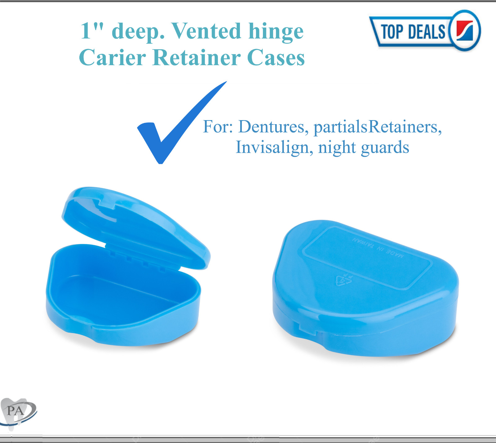 Dental Ortho Retainer Case Denture Storage Box Mouthguard Container, 1″Deep 10Pk