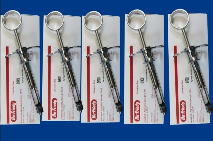 Lot of 5 Hu-Friedy Dental Aspirating Syringes CW Style 1.8ml German Stainless