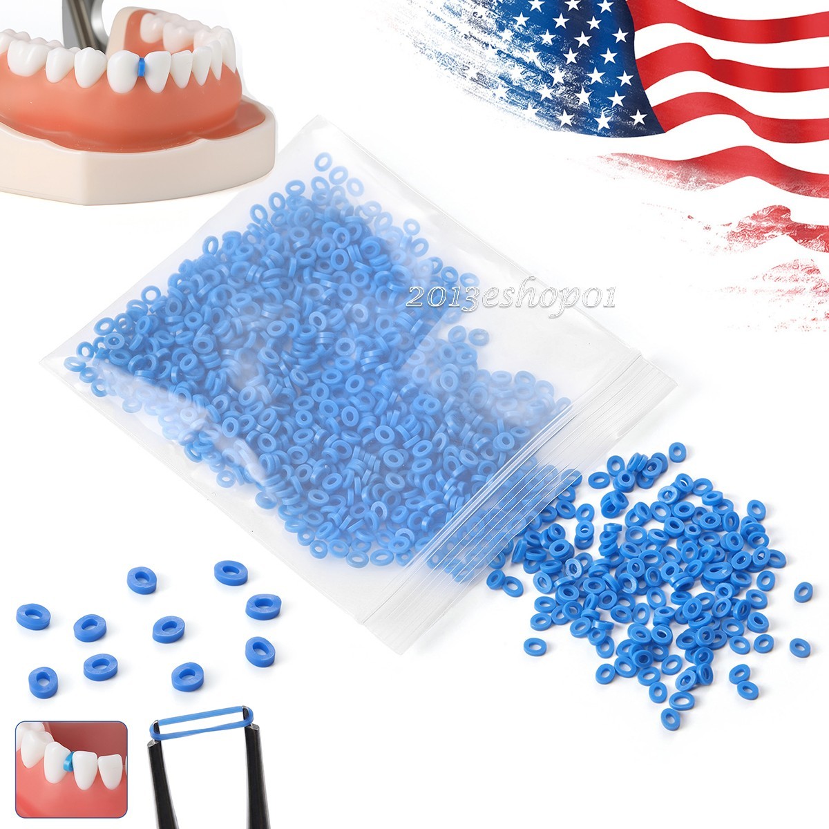 1000 Pcs Dental Separators Orthodontic Elastics Ties Teeth Gap Radio Opaque Blue