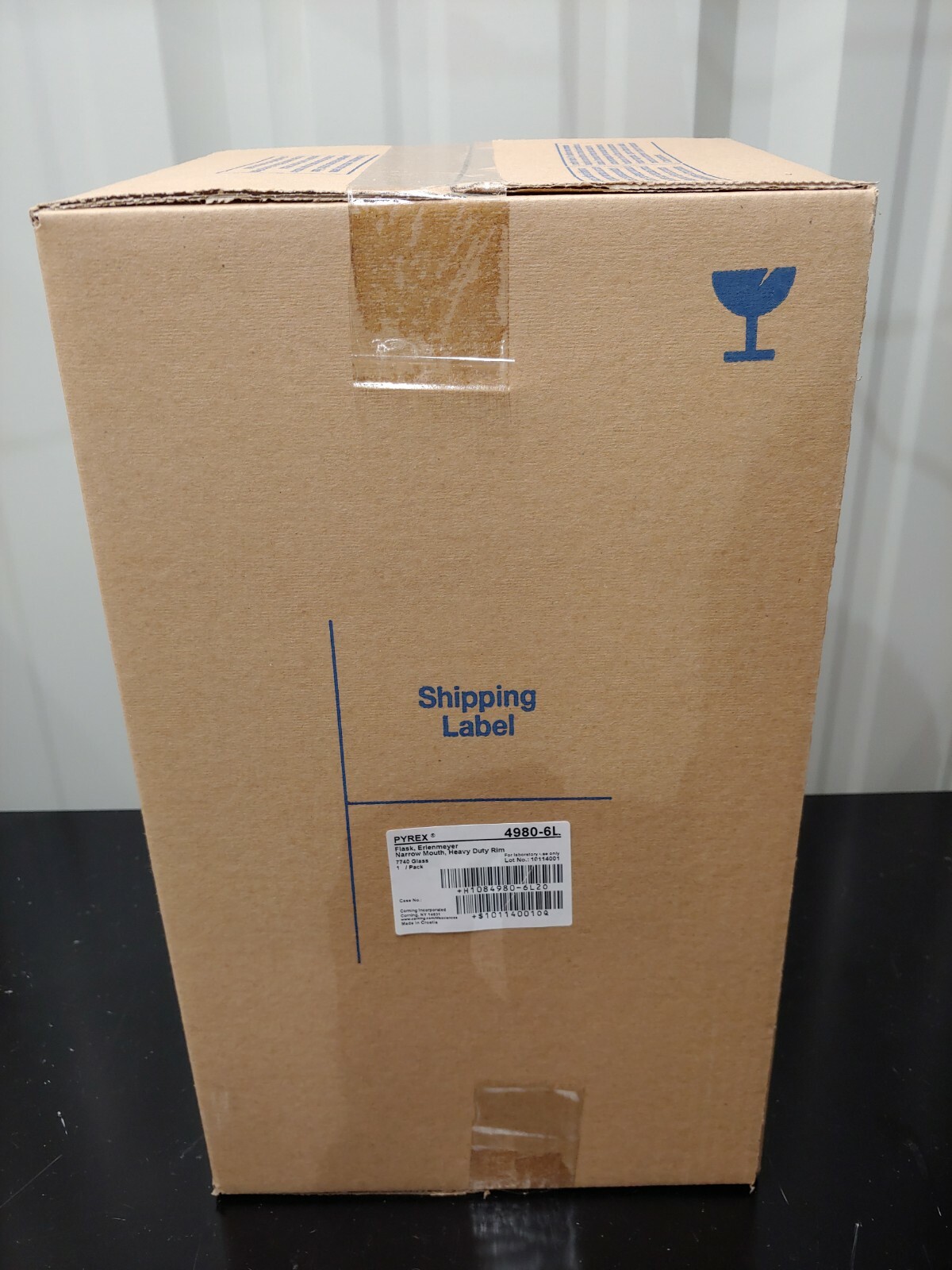 Corning Pyrex 4980-6L 6L Erlenmeyer Flask Narrow Mouth Heavy Rim Graduated