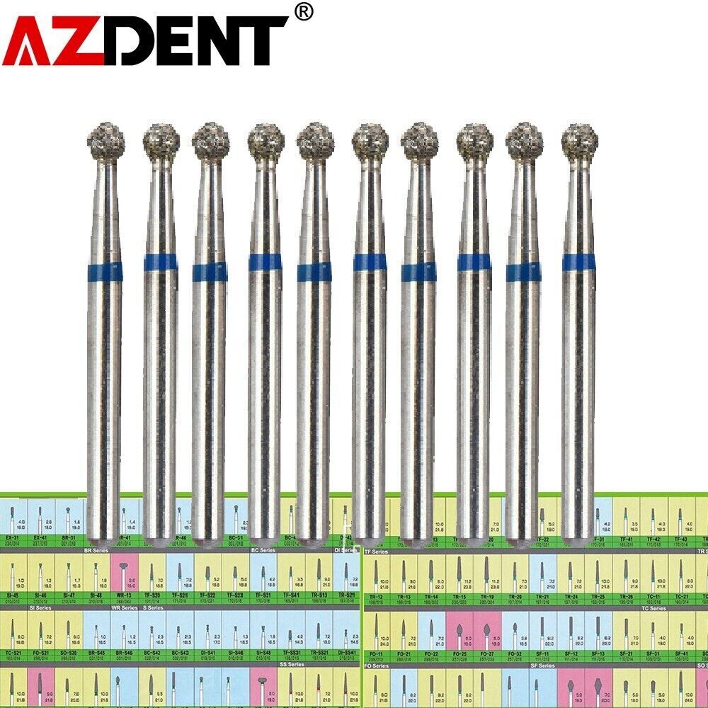 AZDENT Dental Diamond Burs Drill FG For High Speed Handpiece 100 Types 5pc/set