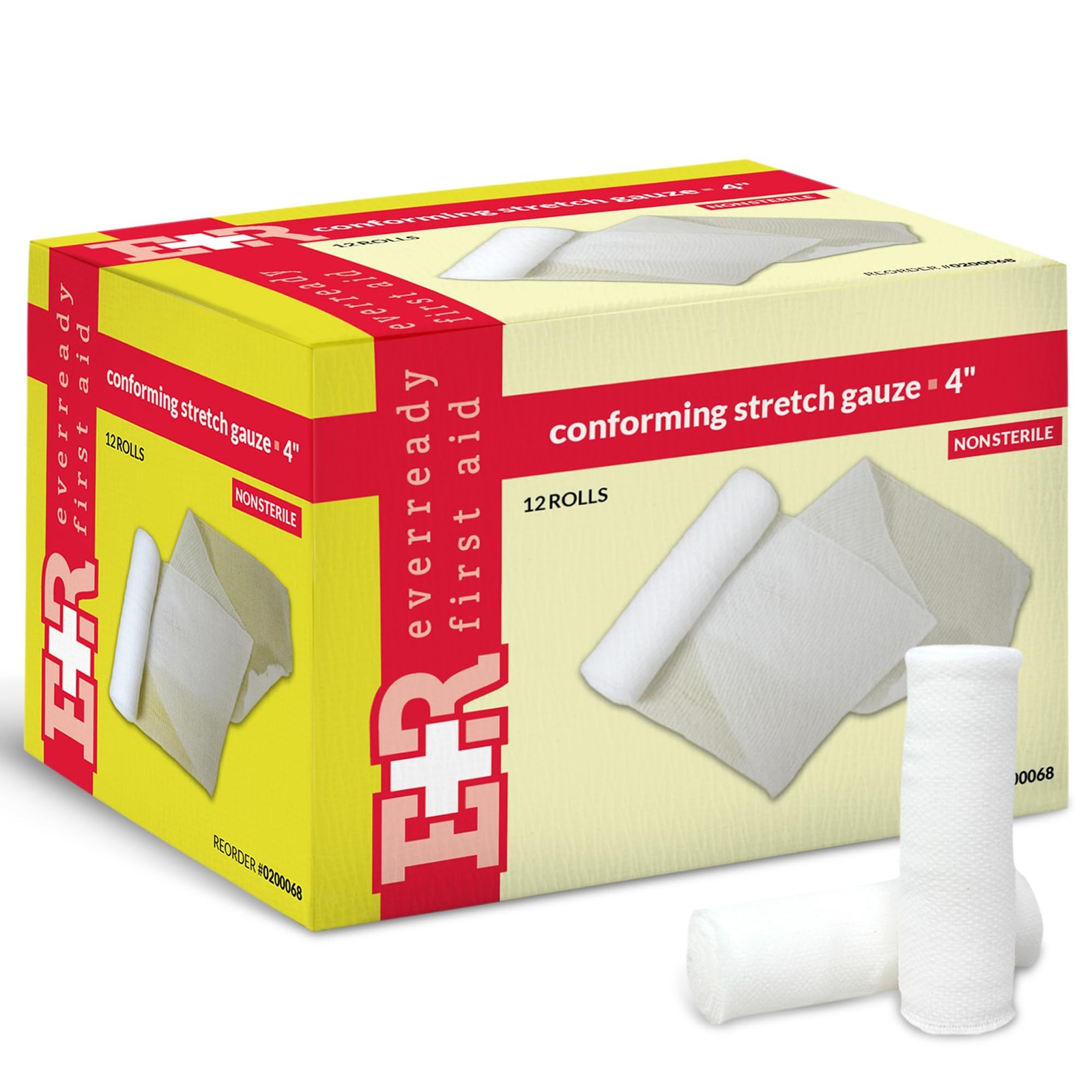 Ever Ready First Aid Conforming Gauze Roll Bandage Non Sterile Box of 12-4 4″