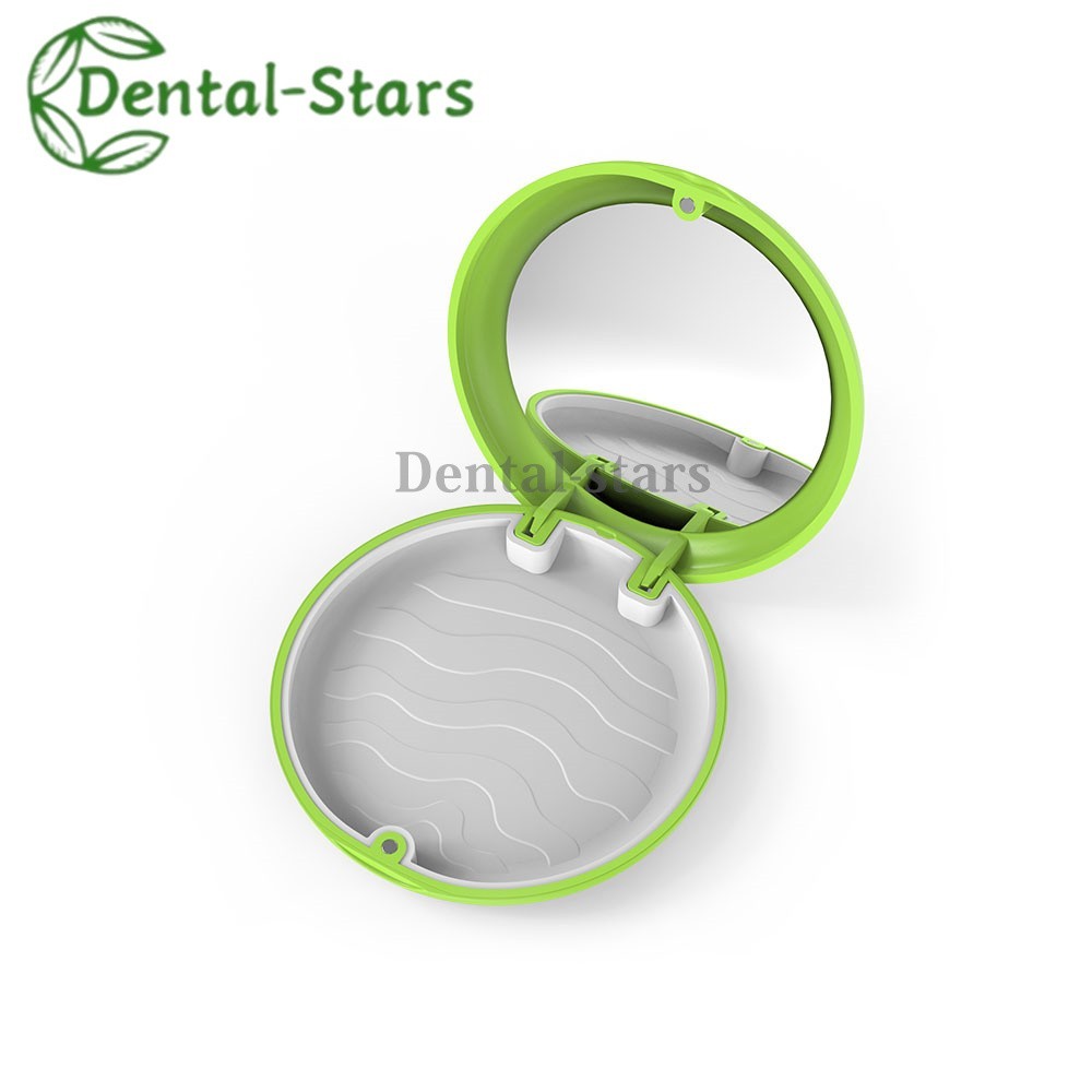 1Pcs Dental Retainer Case With Mirror Denture Storage Box Mouthguard Container
