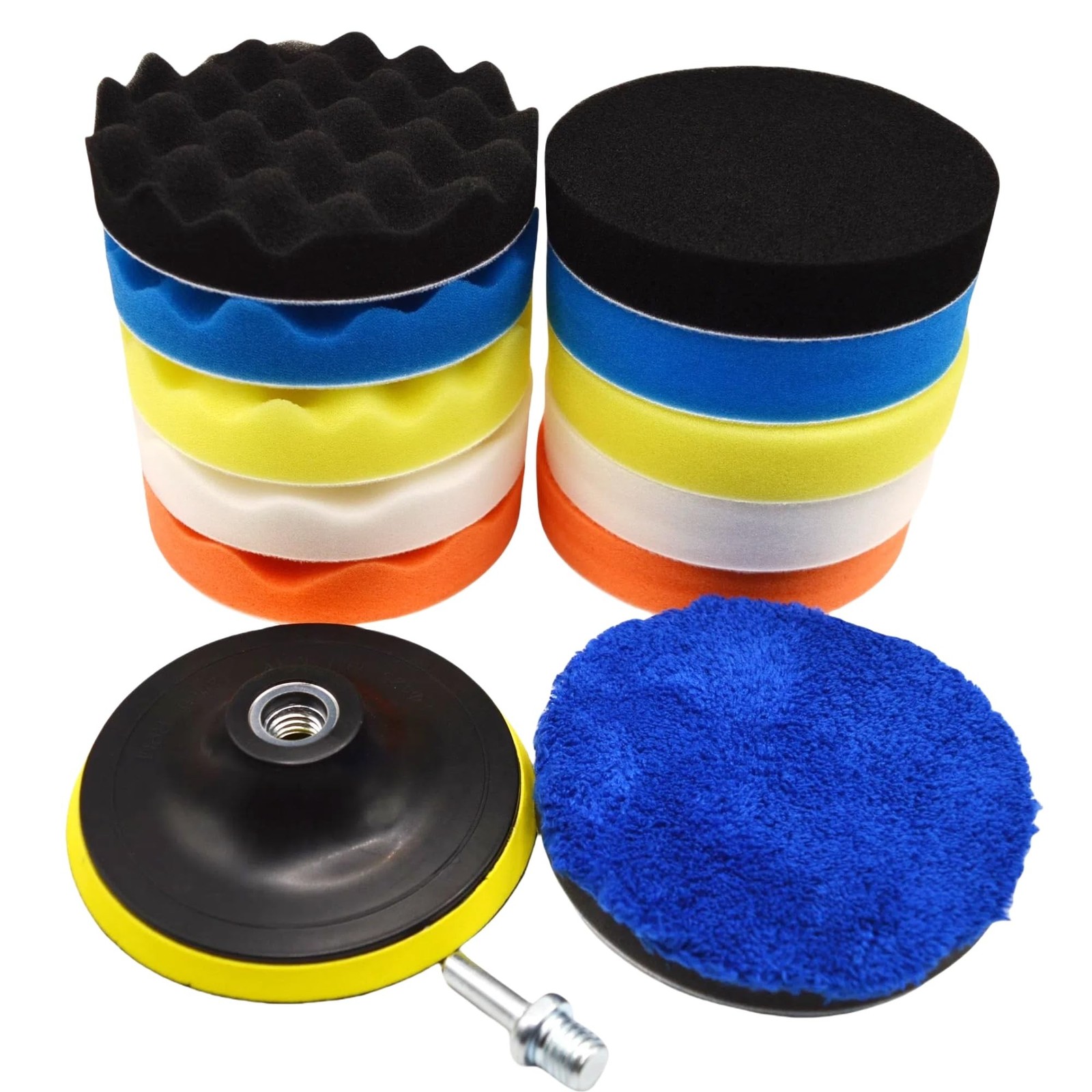 12Pcs 5inch Foam Buffing Polishing Pads Kit, with Coral Fleece Pad, Backing P…