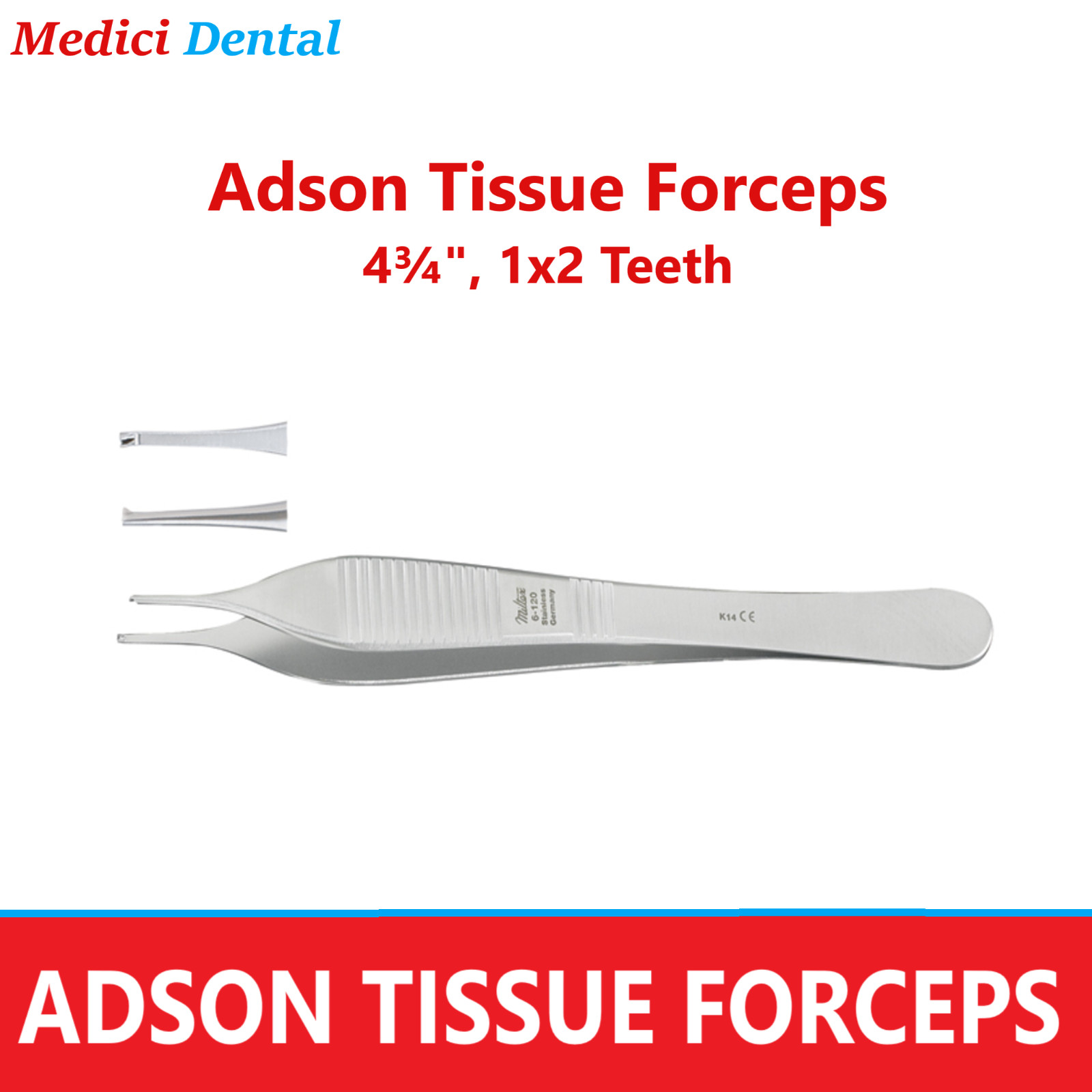 Dental Medical Adson Dressing Forceps, 4¾” Surgical grade stainless steel