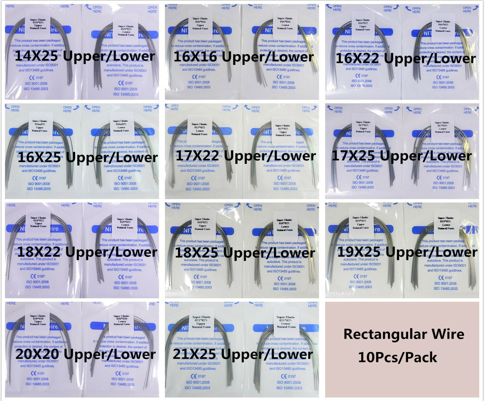 100Pcs Dental Orthodontic Niti Arch Wire Rectangular Round Natural Bracket Brace