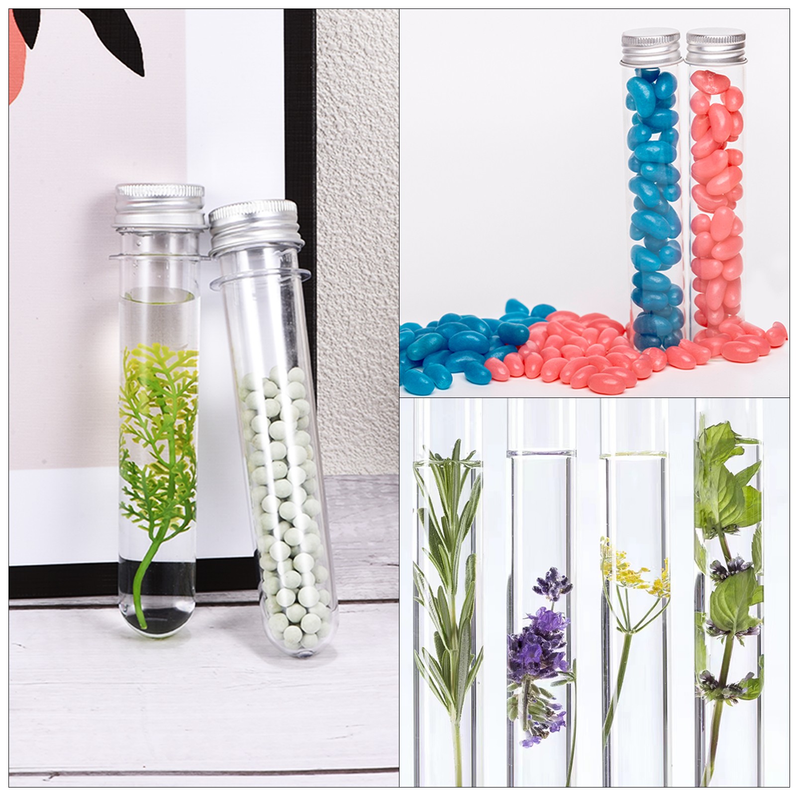 45ml Plastic Test Tubes with Screw Caps, 6Pcs 141x25mm Tubes, Gold Tone