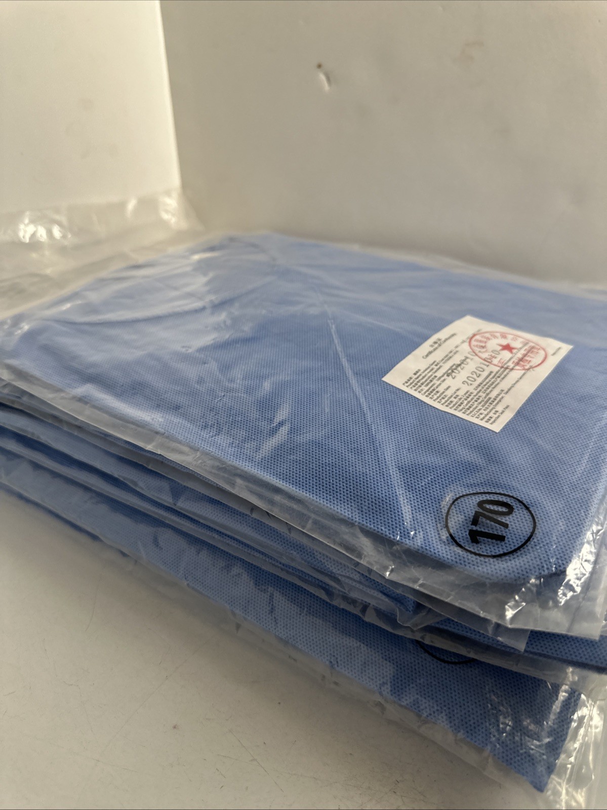 Lot of 9 BlueIsolation Gowns Mixed Sizes 170 180 185 Disposable Non-Sterile
