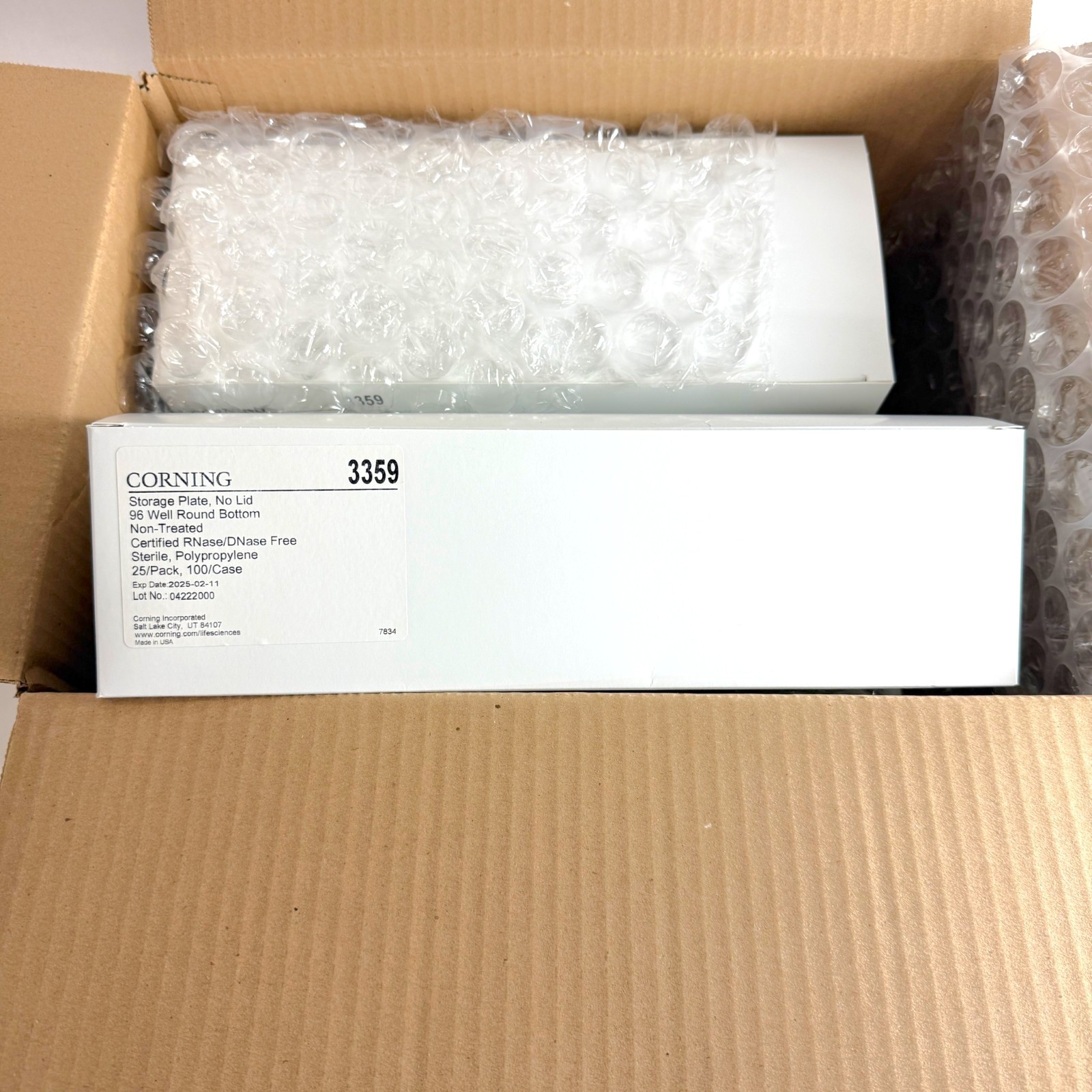 Corning 3359 Storage Plate 96-Well Round Bottom Polypropylene, Case of 100