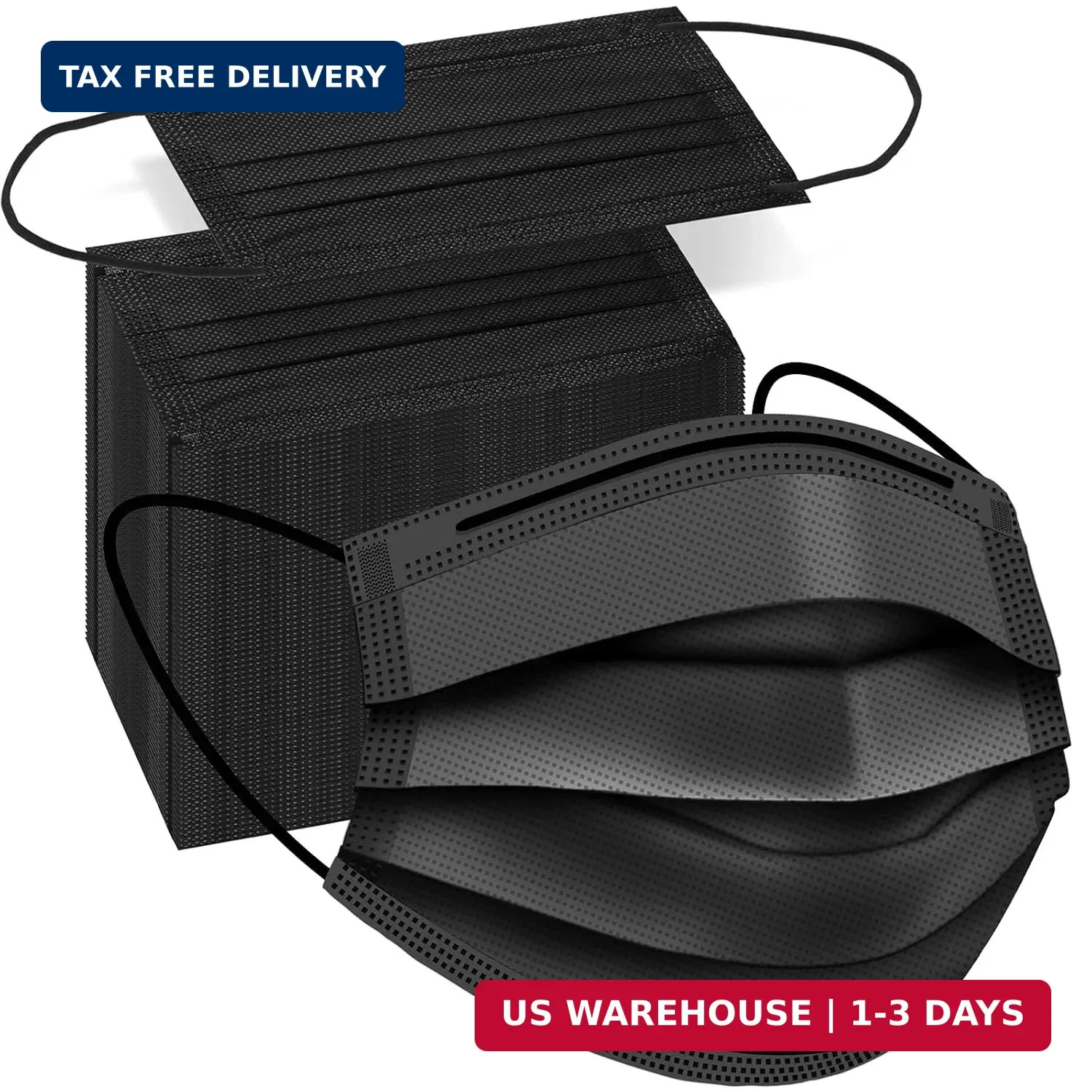 ZTANPS 100 PCS Disposable Face Masks, Black Disposable Masks, 3 Ply Protection F