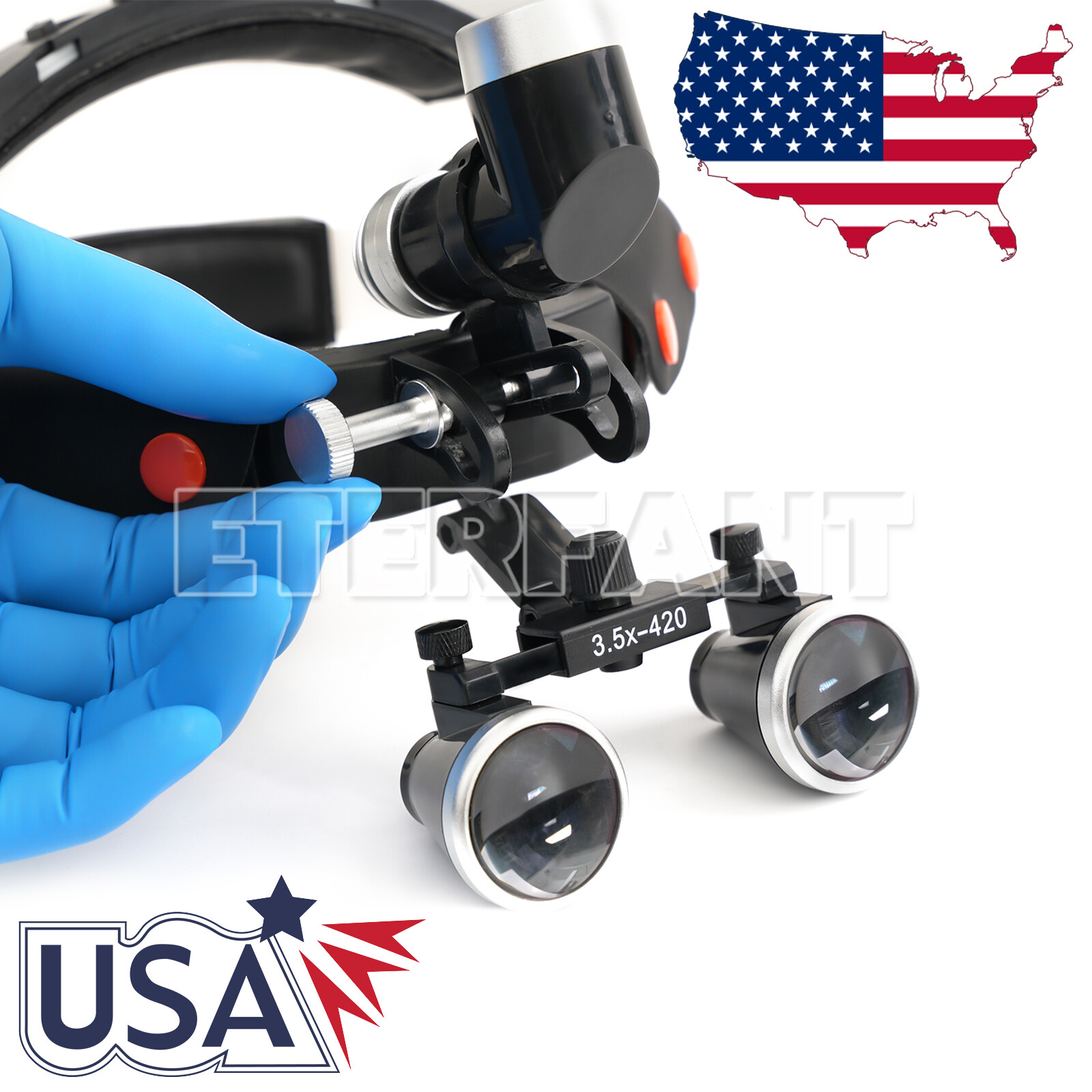 ETERFANT Dental 5W LED Lightweight Silicone Headlig Lamp/3.5X Headband Magnifier