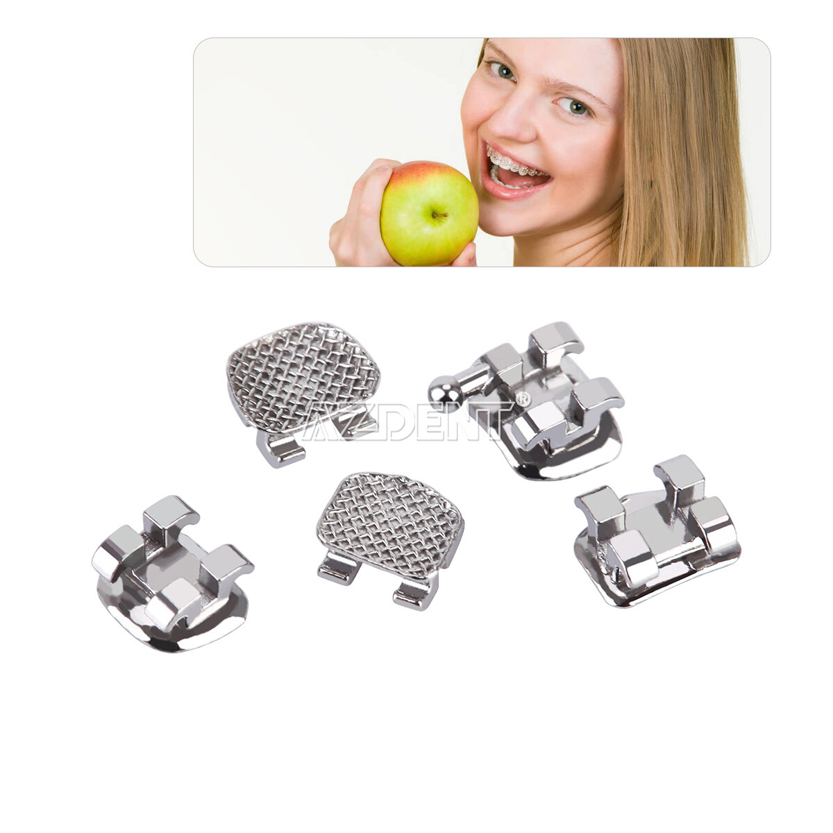 AZDENT Brackets de Ortodoncia Dental Standard Roth MBT 022/018 Ganchos 3/345