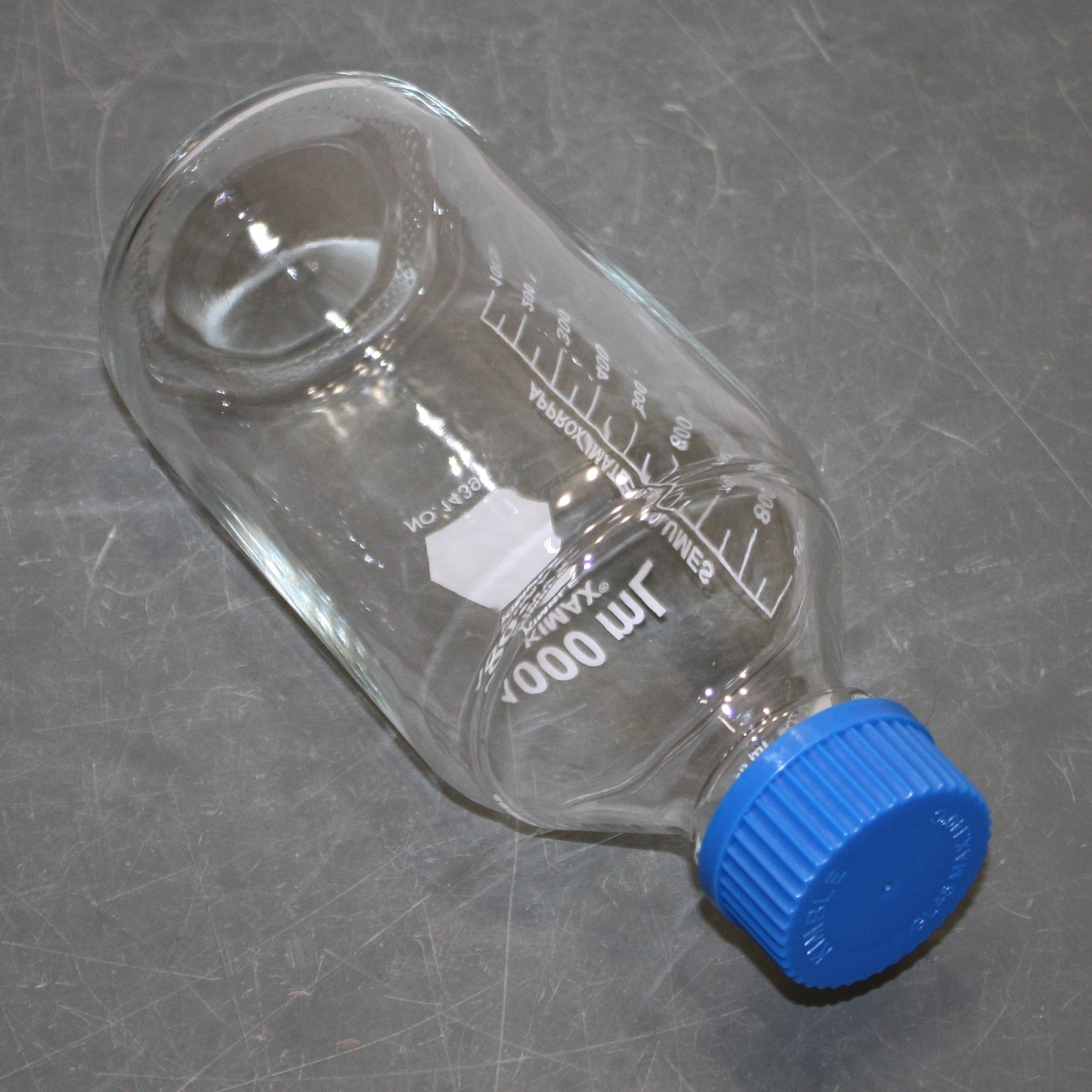 (10) Kimble Media Bottles 14395-1000, 1L / 1000mL, Borosilicate Glass, GL45 Cap
