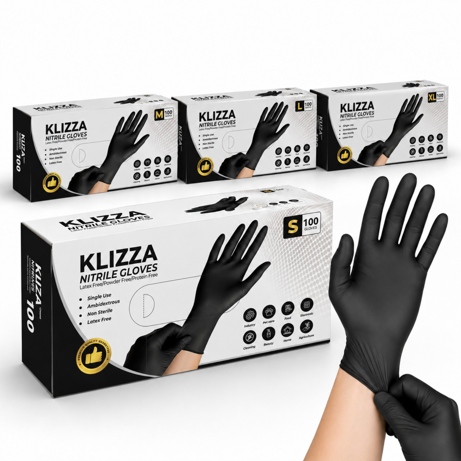 100-1000Count Disposable Nitrile Gloves 4.5Mil Powder Free Latex Free Exam Glove