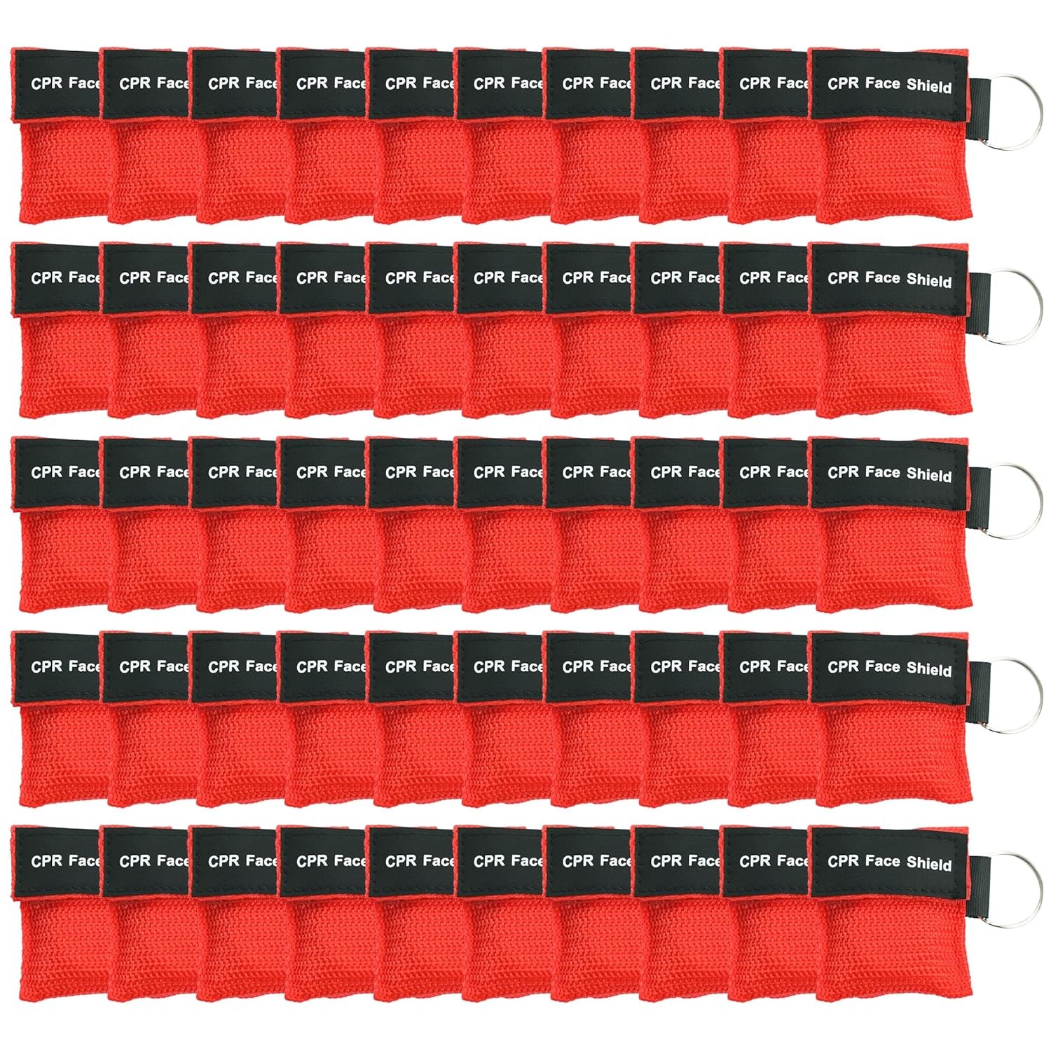 50 Packs CPR Pocket Mask, CPR Face Shield for Keychain, One-Way CPR Emergency Fa