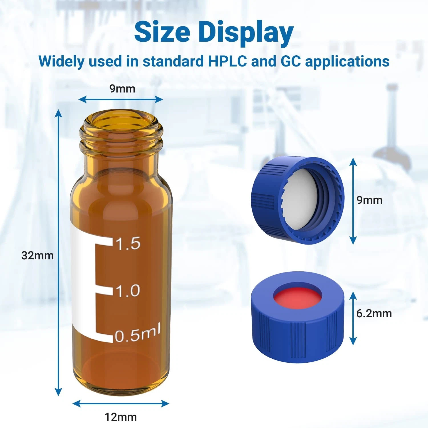 100PCS 2ml HPLC Autosampler Clear/Amber Vials 9-425 Screw Cap Vial Inserts 250uL