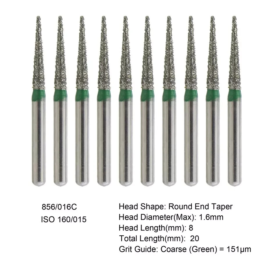 Dental Diamond Burs FG 856/016C Round End Taper Coarse Grit High Speed Burr