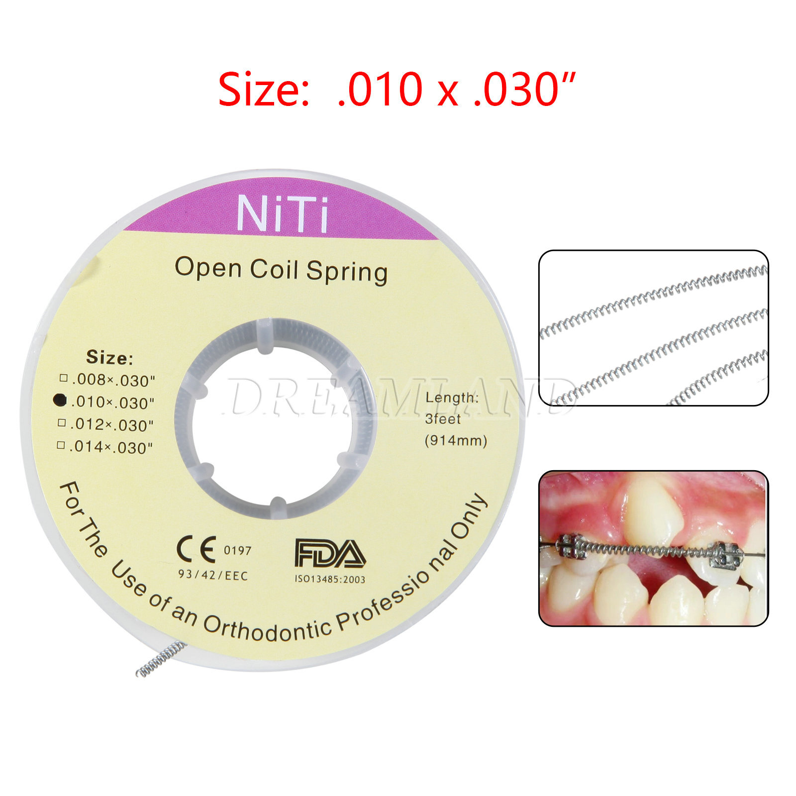 Dental Ortho Niti Open Coil Spring 010*030″ *914mm