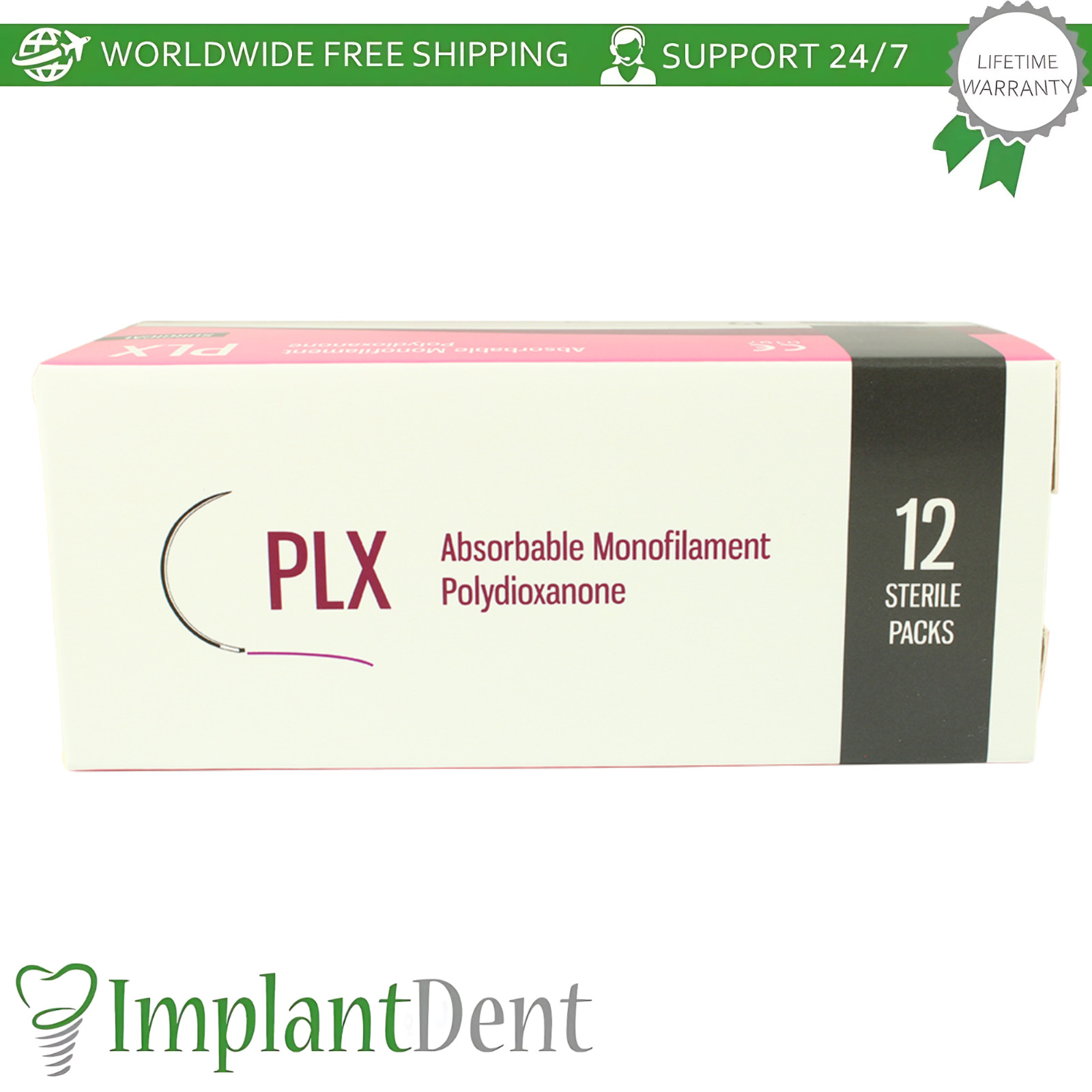 X5 Mon0fiIament Dental Thread SteriIe 75cm 12pcs 3/8 Circle 20.0mm Reverse
