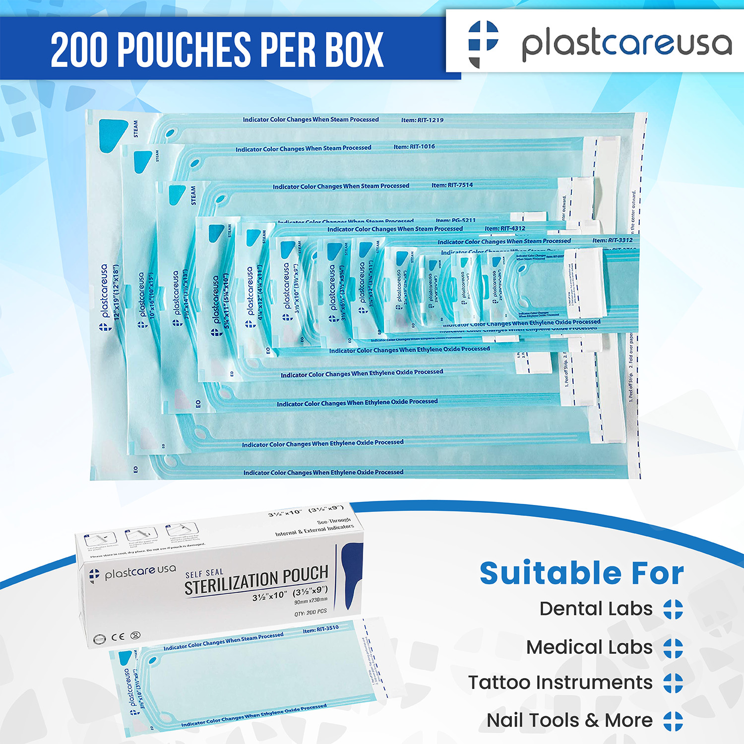 Self Sterilization Pouches Pouch Autoclave, Sterilizer Bags Dental Tattoo Nail