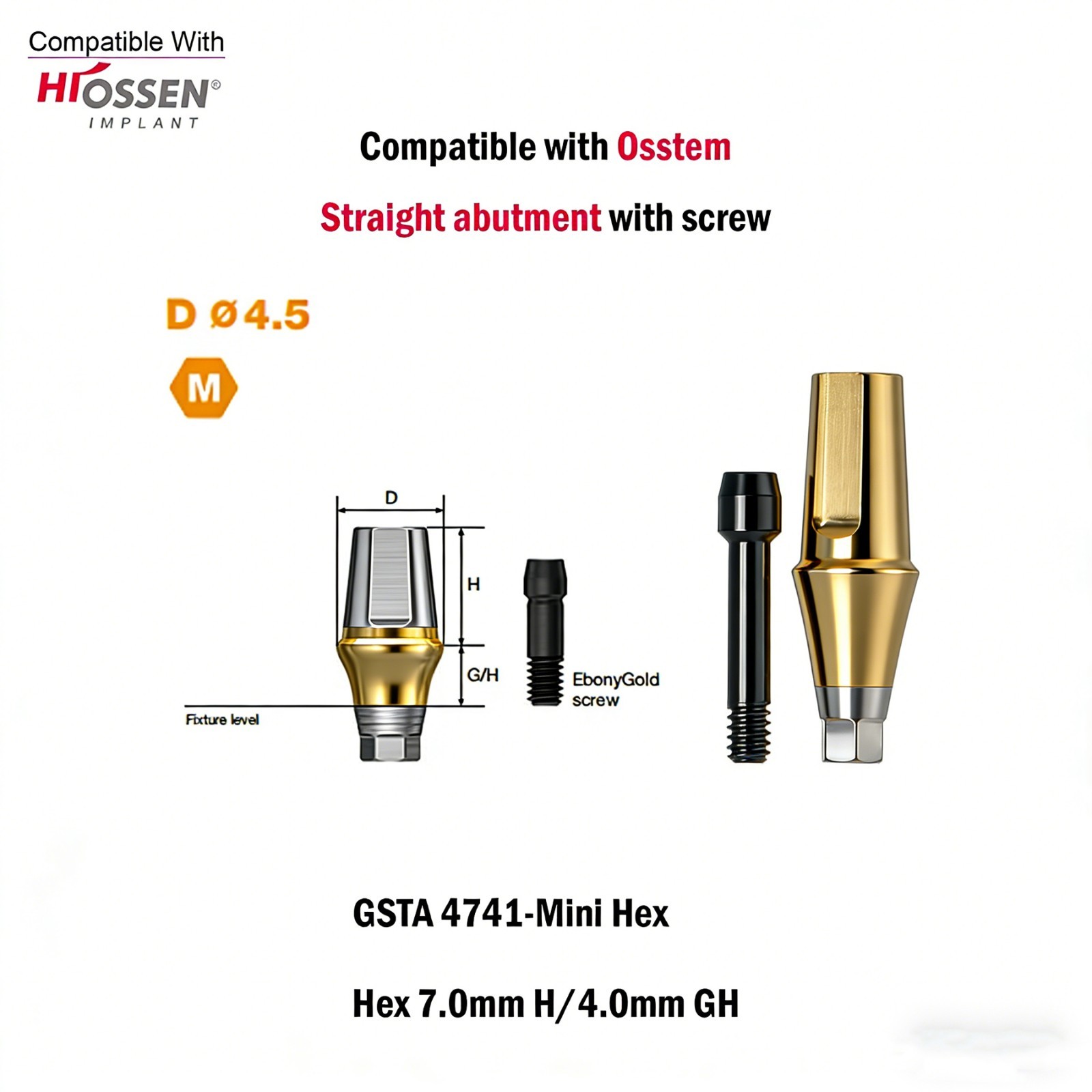 US 5pcs Dental Osstem Hiossen TS Ti Straight Transfer Abutment Hex MINI/Regular