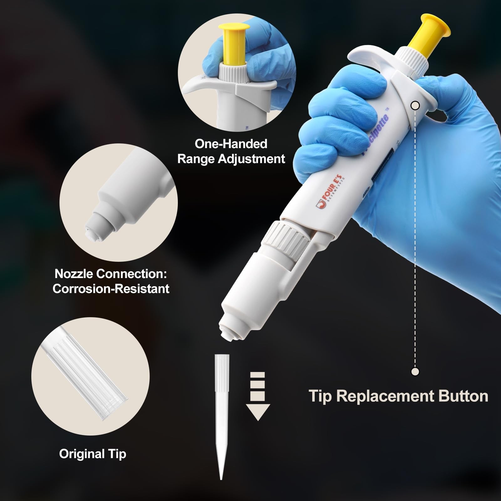 Lab 1-5mL Pipette: Single-Channel Adjustable Micropipette with Color-Coded To…