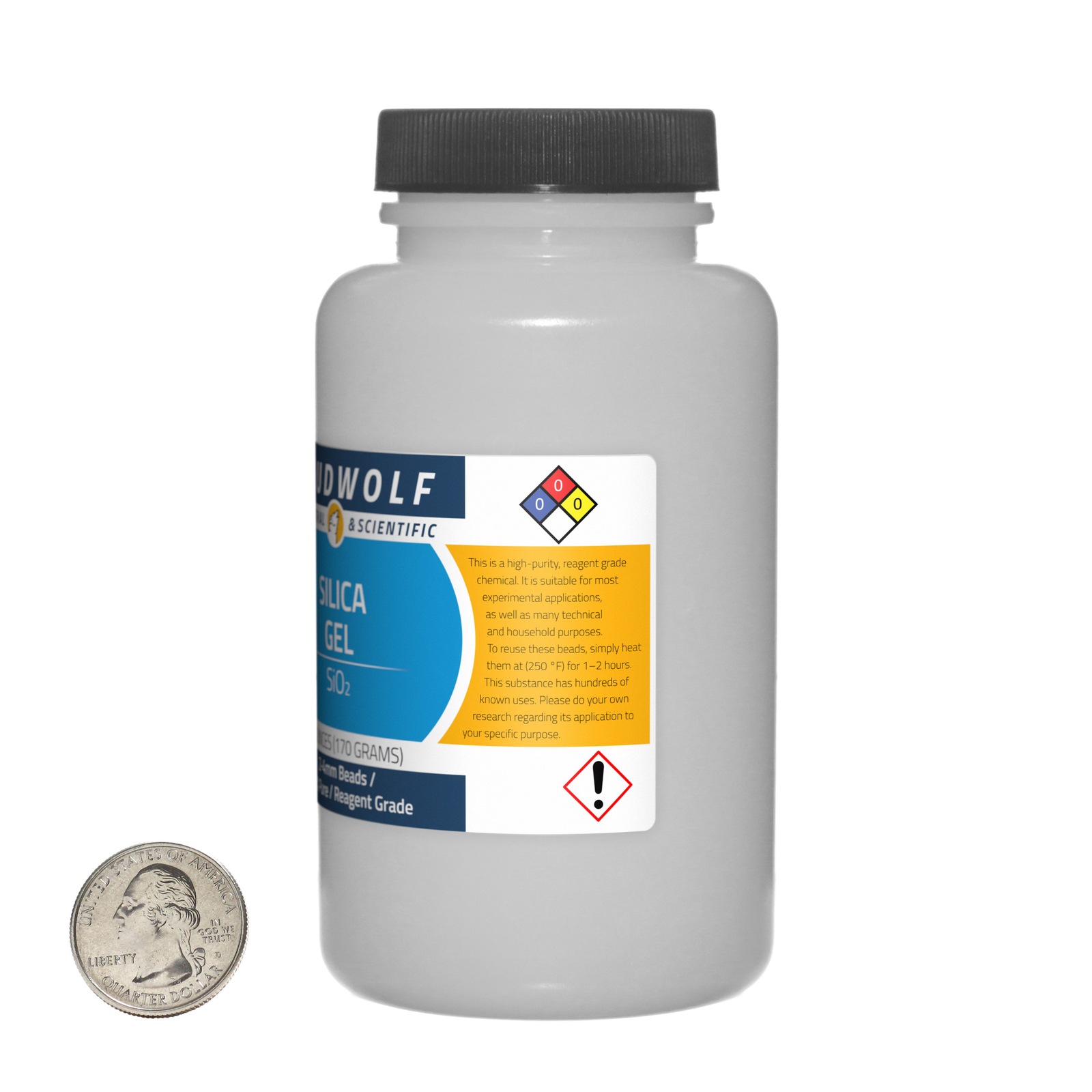 Silica Gel / 1.1 Pounds / 3 Bottles / 100% Pure Reagent Grade / 2-4mm Beads