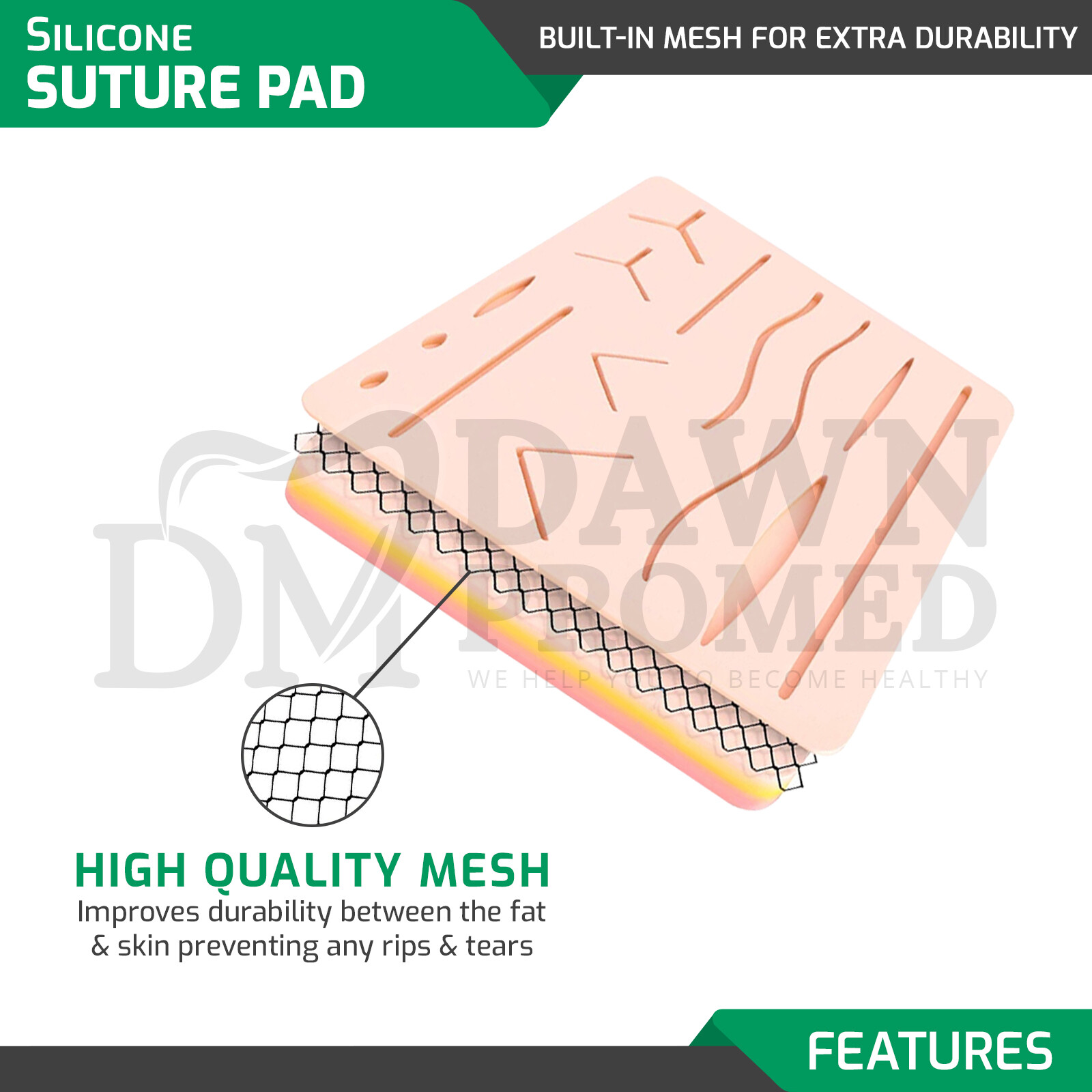 60 Pcs Medical Skin Suture Practice Silicone Pad Wound Simulated Training Kit