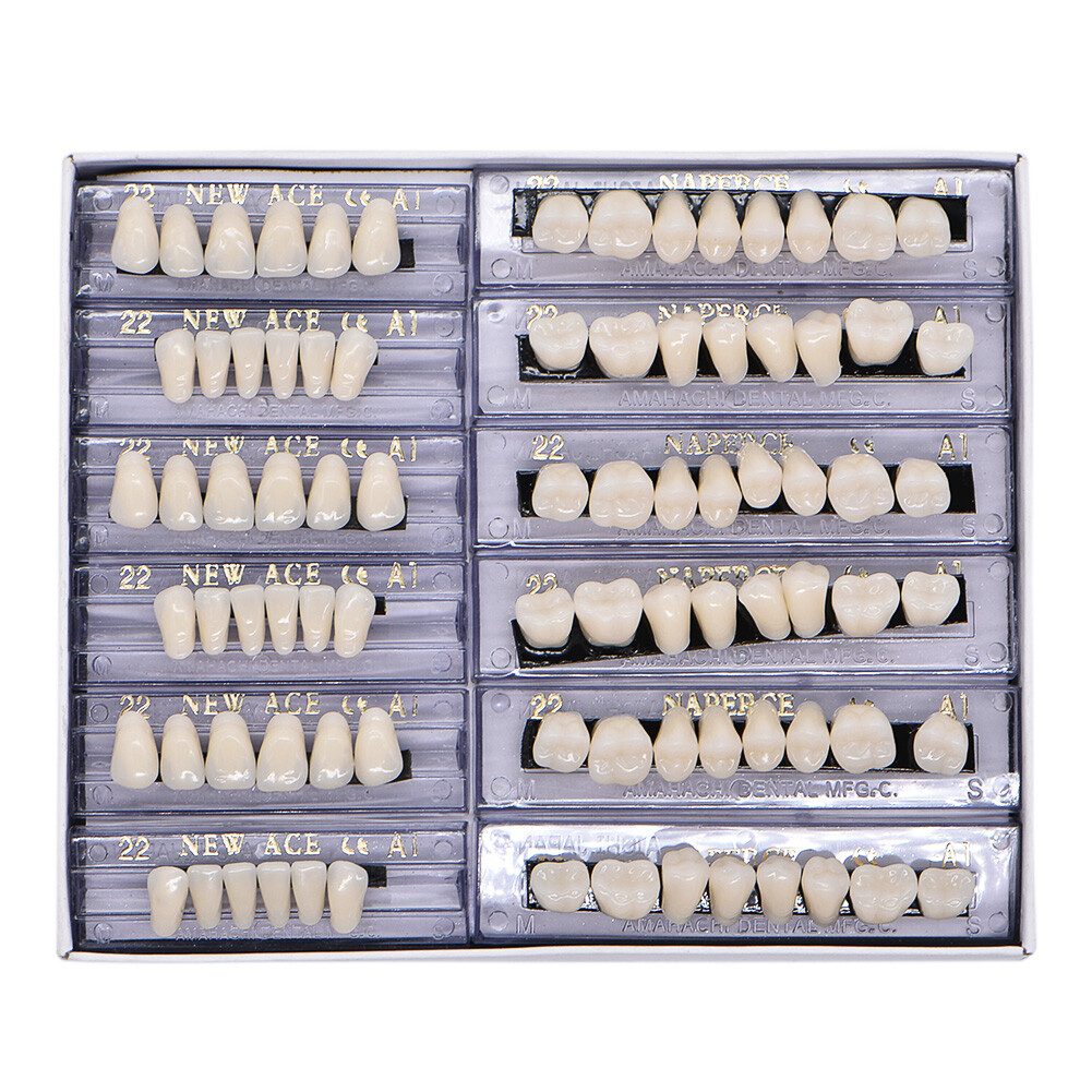 168Pcs Acrylic Resin Denture #22 Dental Upper Lower Shade A1 Teeth Set HOT #22A1