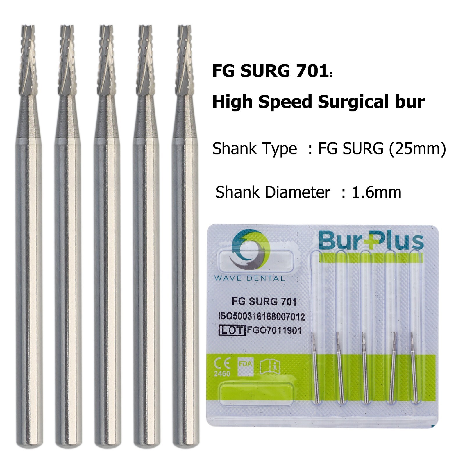 Wave Dental Surgical Bur Long 557L 702L 701 558 556 Carbide Burr 25mm High Speed