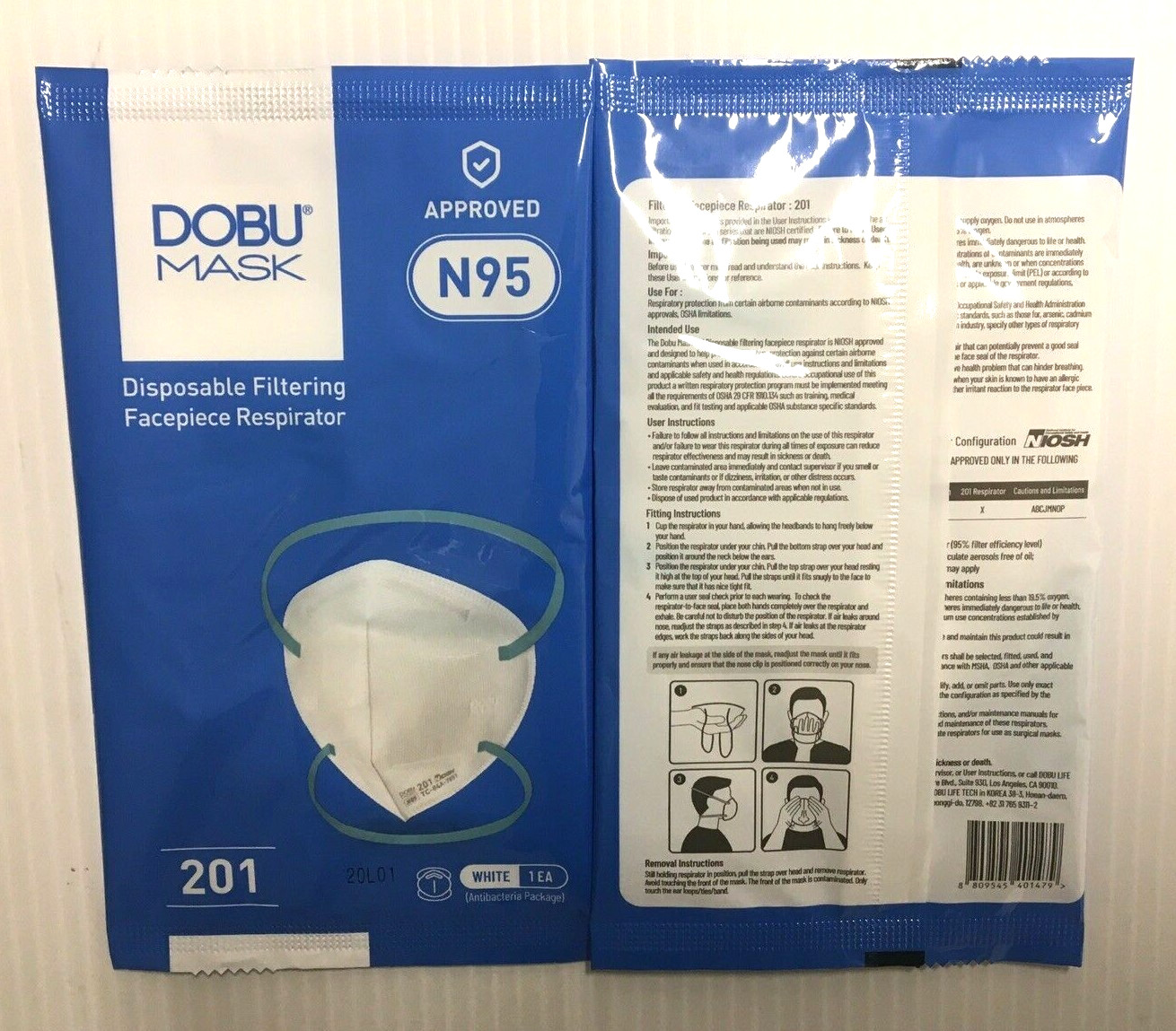 10 NIOSH N95 Face Mask Made in Korea Medical Respirators Protective Covers DOBU